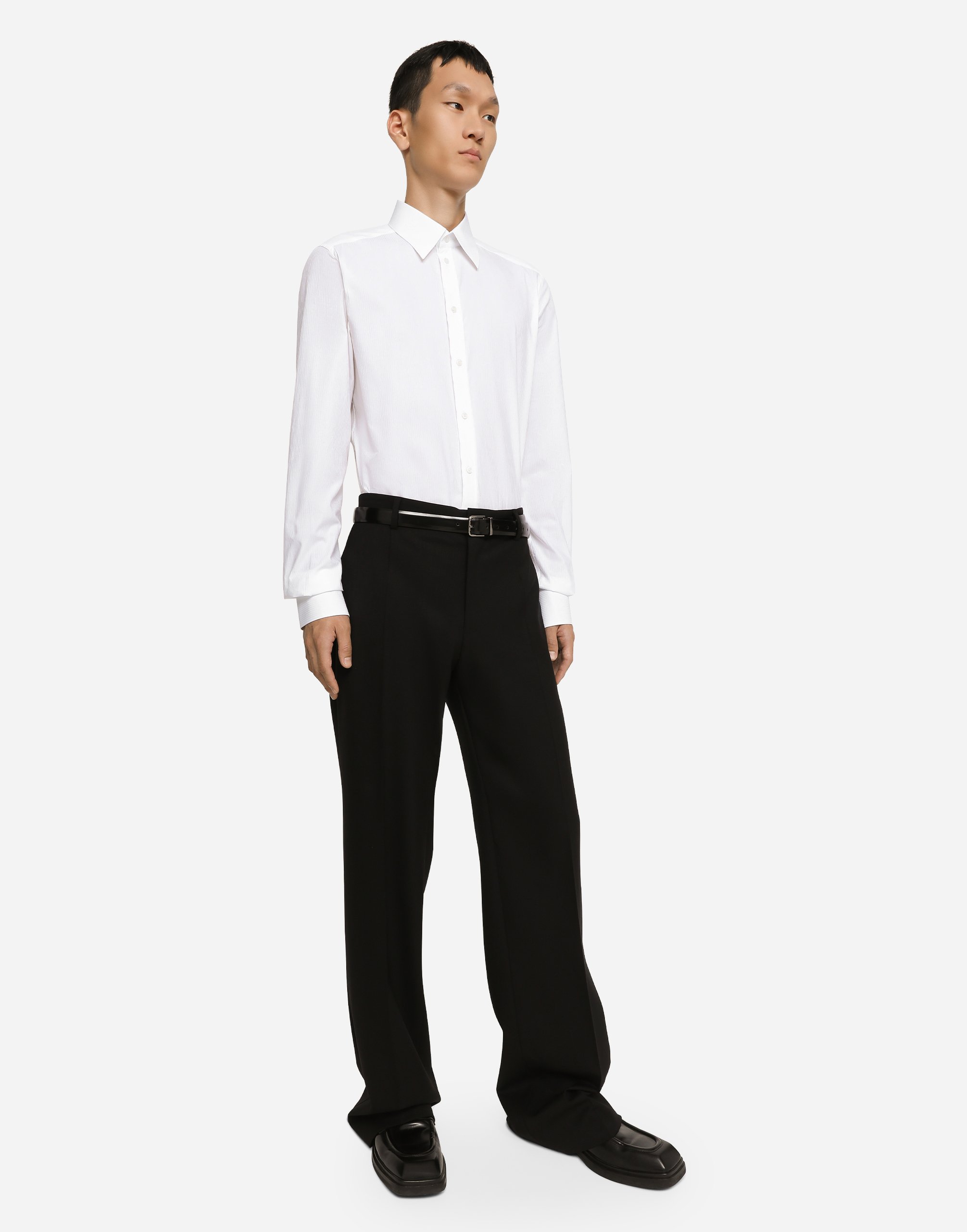 Shop Dolce & Gabbana Striped Cotton Martini-fit Shirt In White