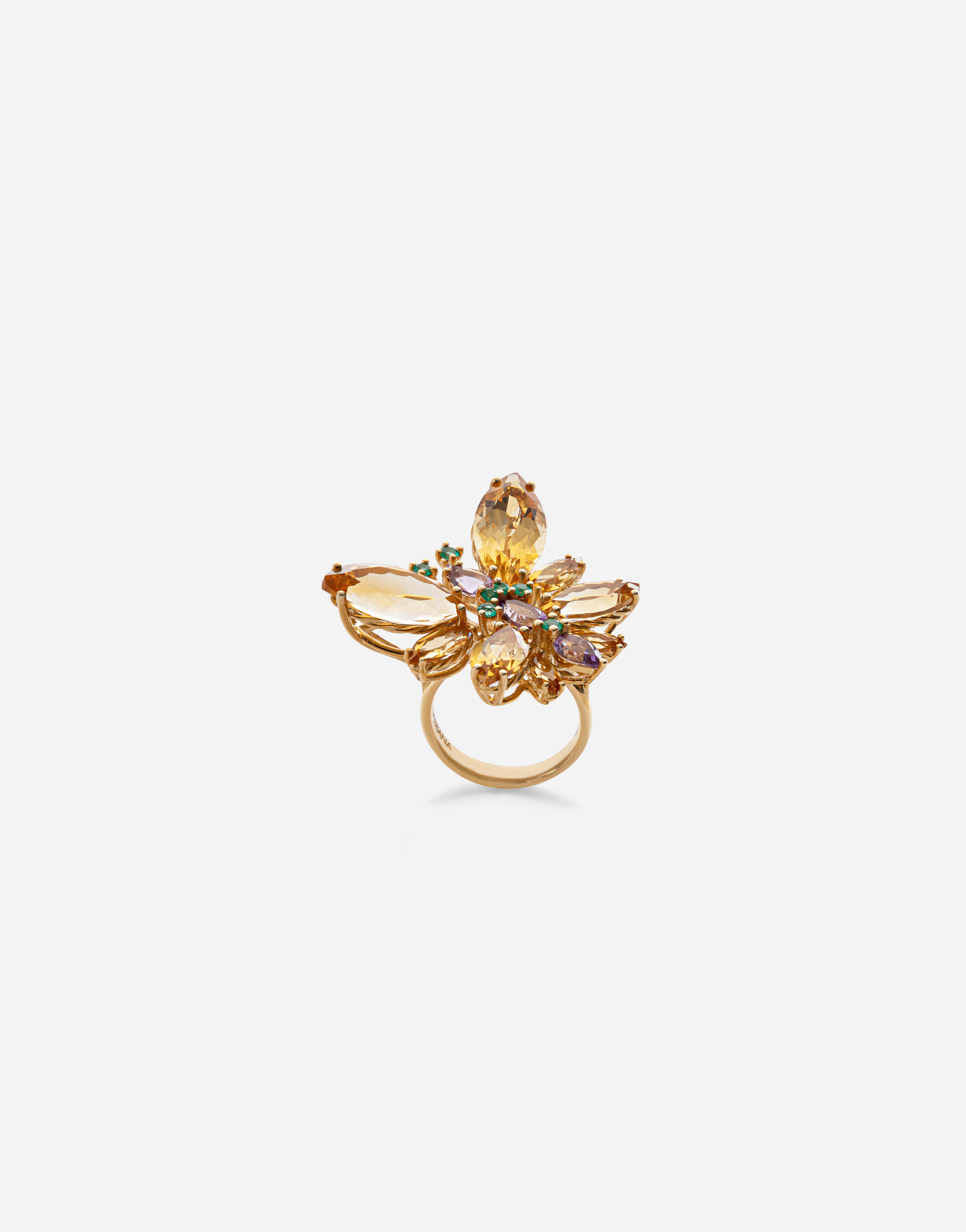 Spring ring in yellow 18kt gold with citrine butterfly in GOLD for 