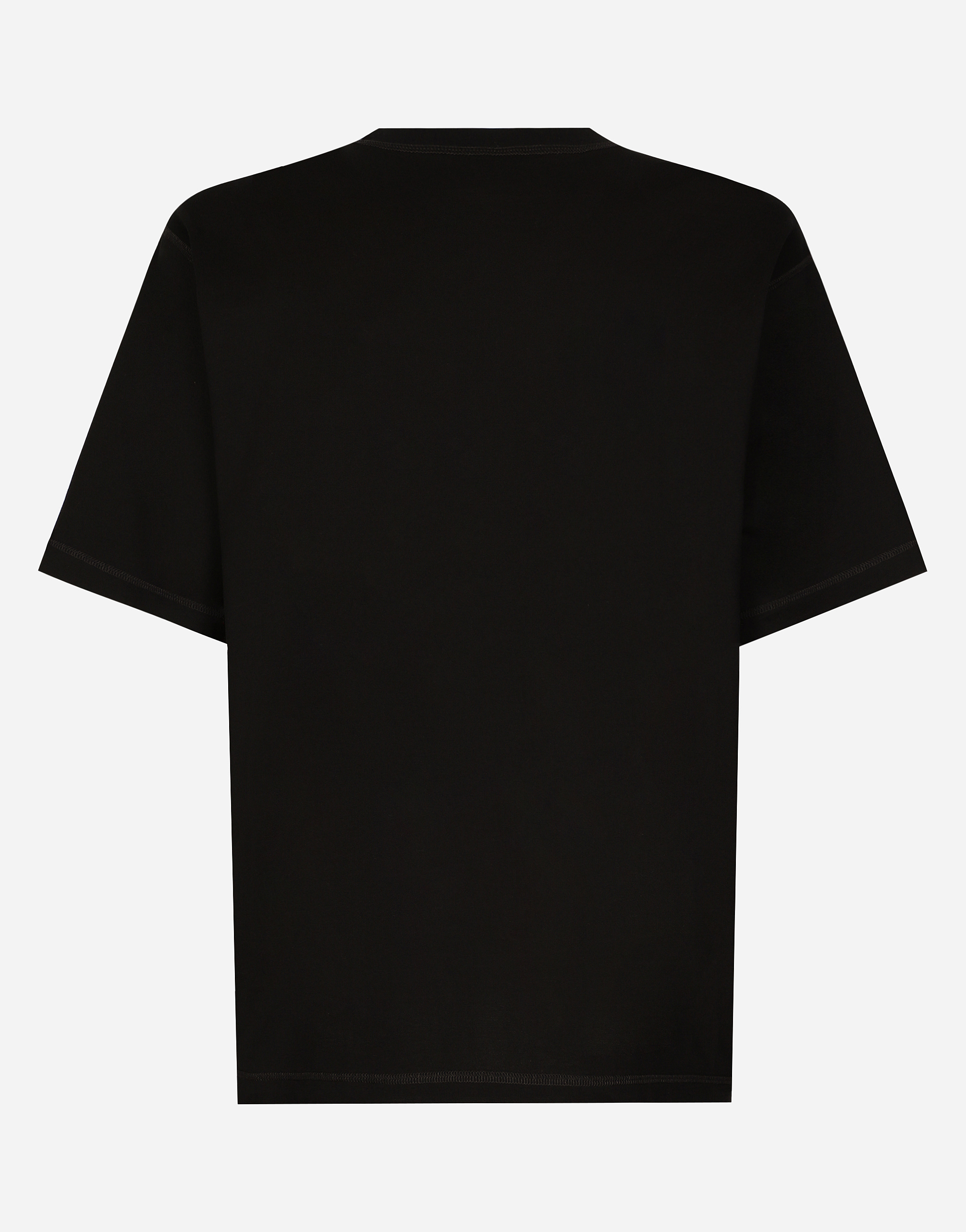 Shop Dolce & Gabbana Cotton T-shirt With Logo Embroidery In Black