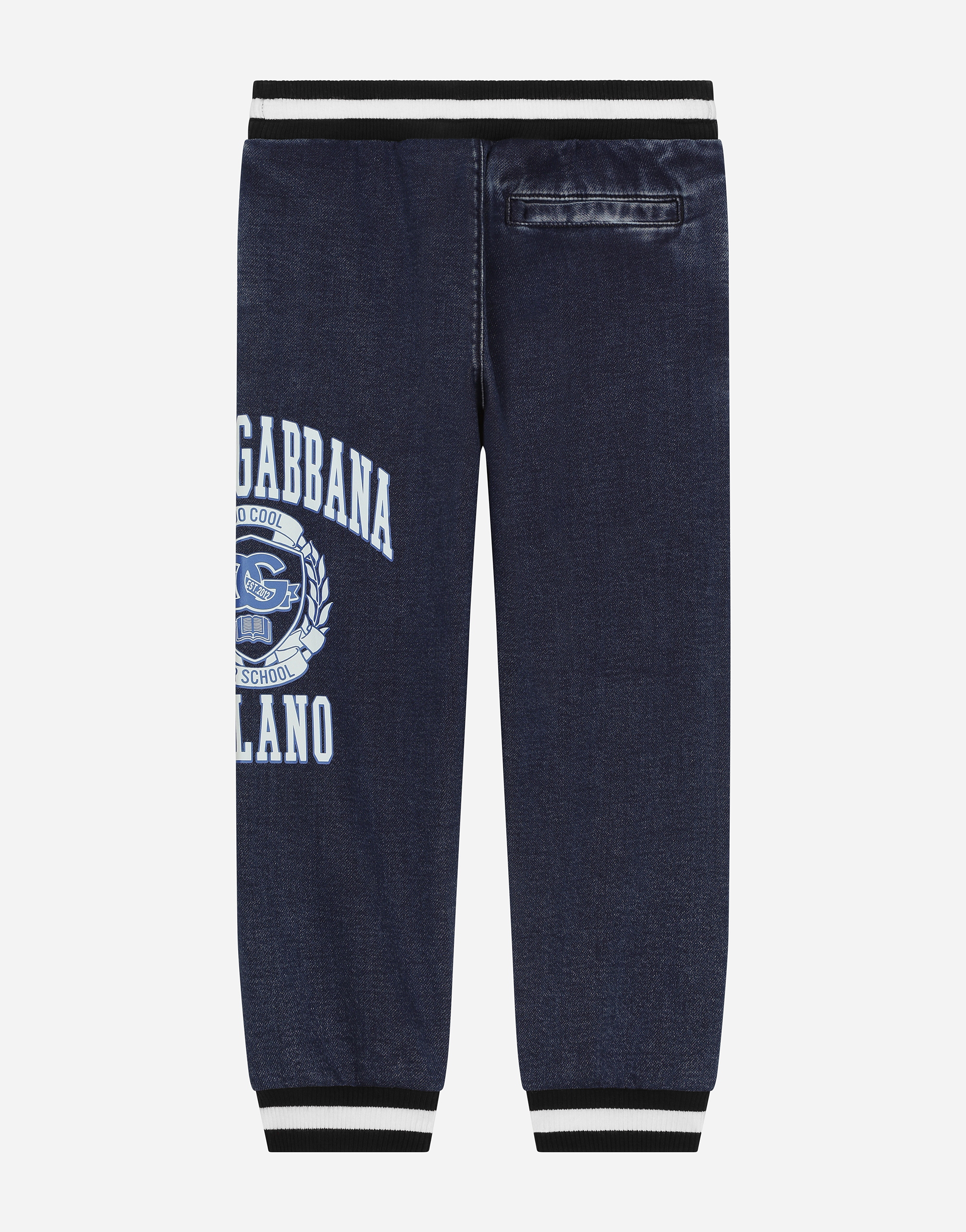 Shop Dolce & Gabbana Denim Jogging Pants With Dolce&gabbana Logo In Multicolor