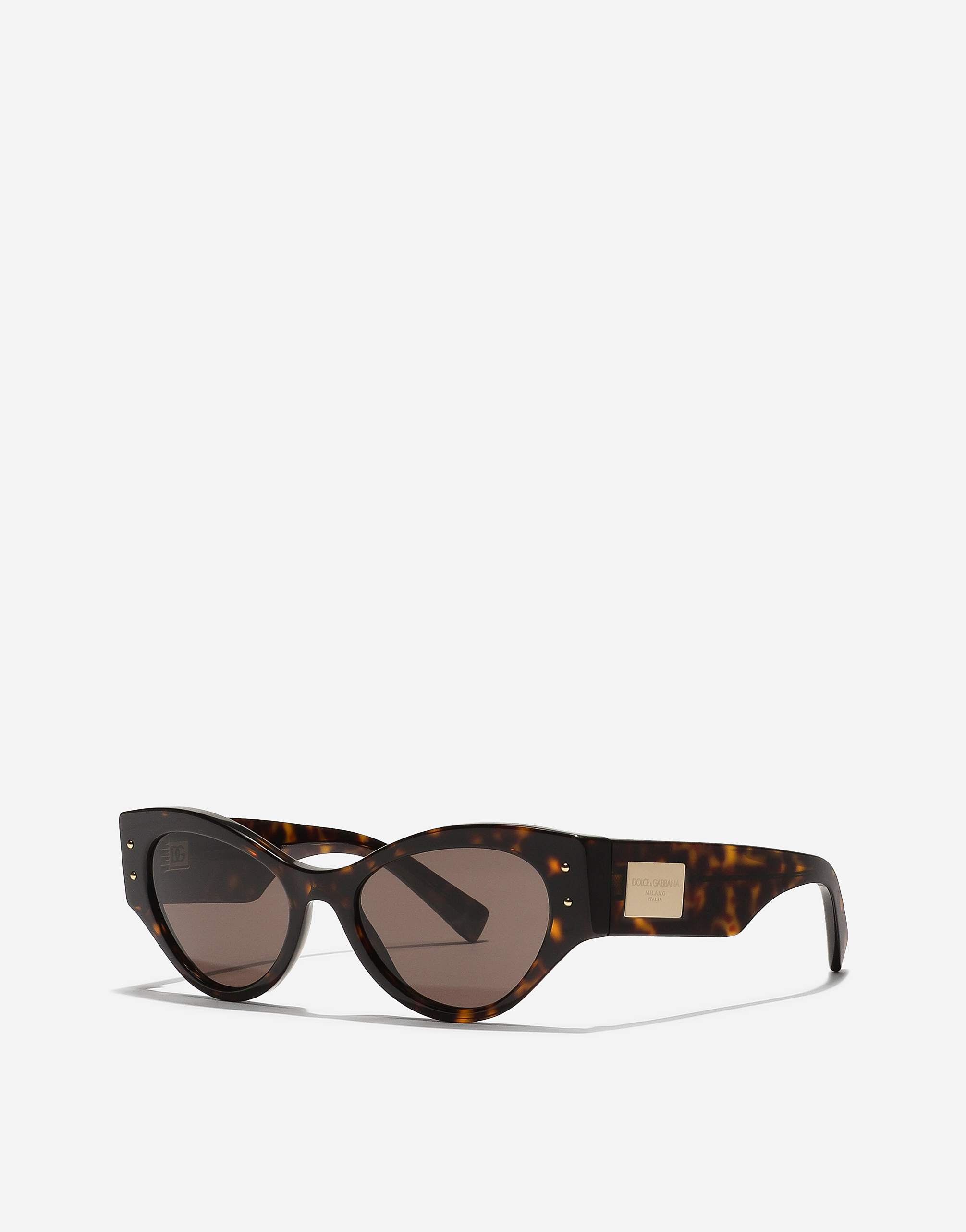 Shop Dolce & Gabbana Dg Logo Plaque Sunglasses In Havana