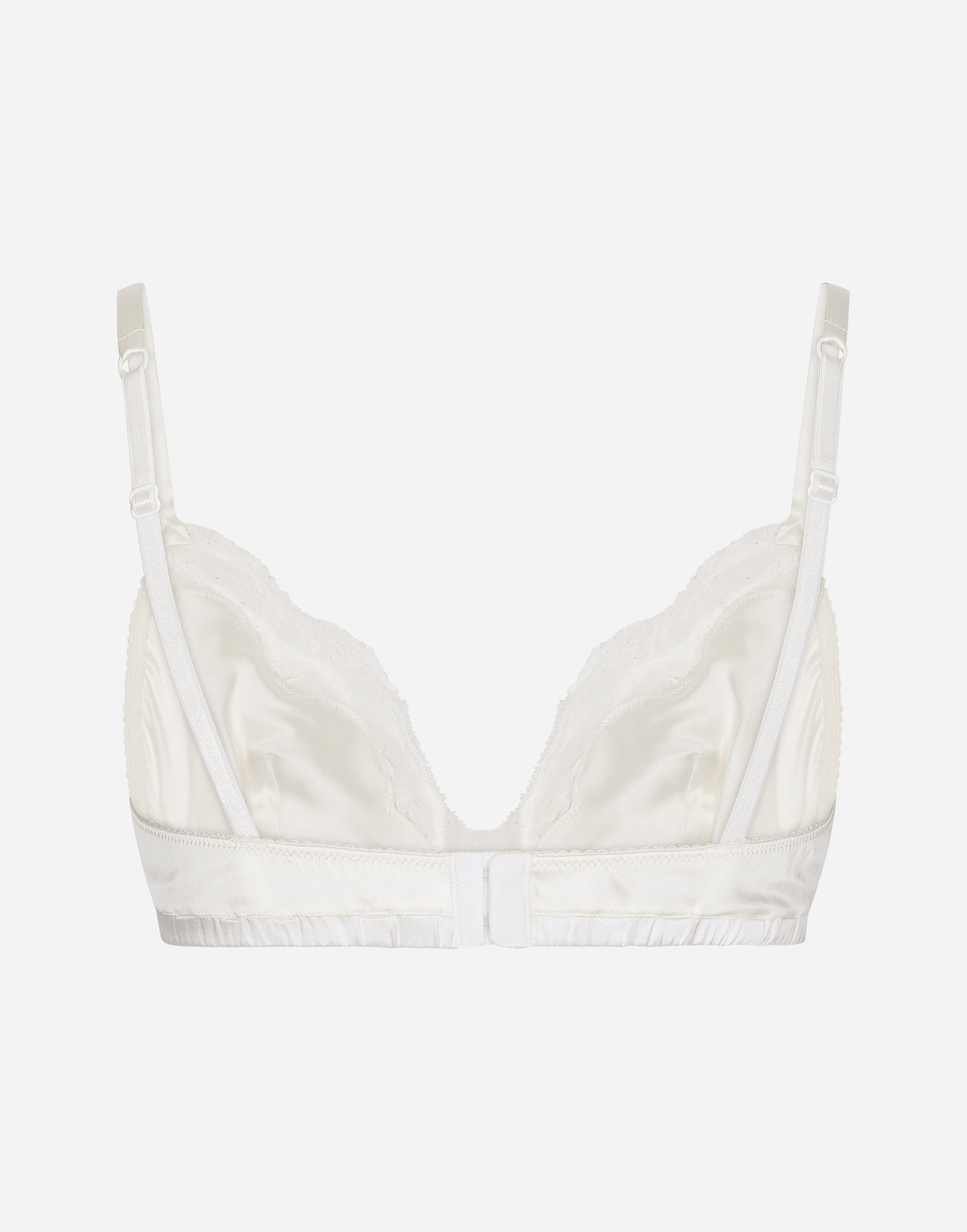 Soft-cup satin bra with lace detailing in White for for Women