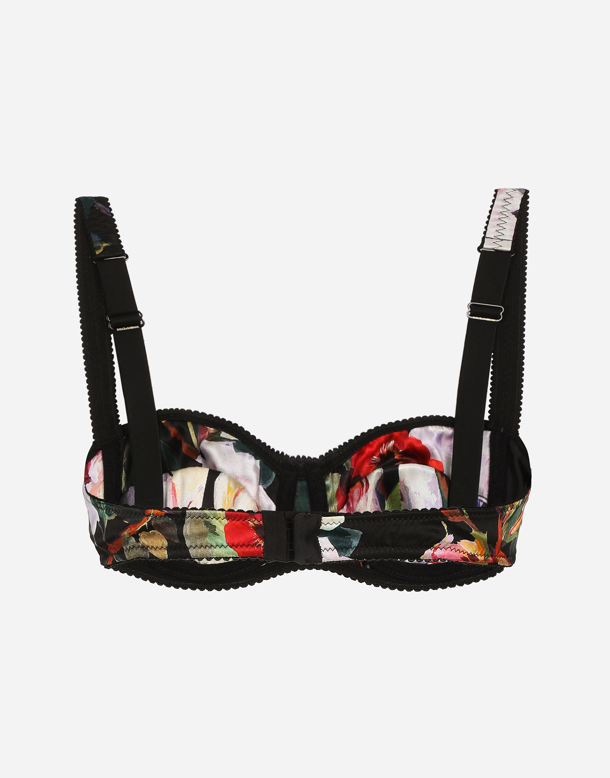 Shop Dolce & Gabbana Satin Balconette Bra With Rose Garden Print