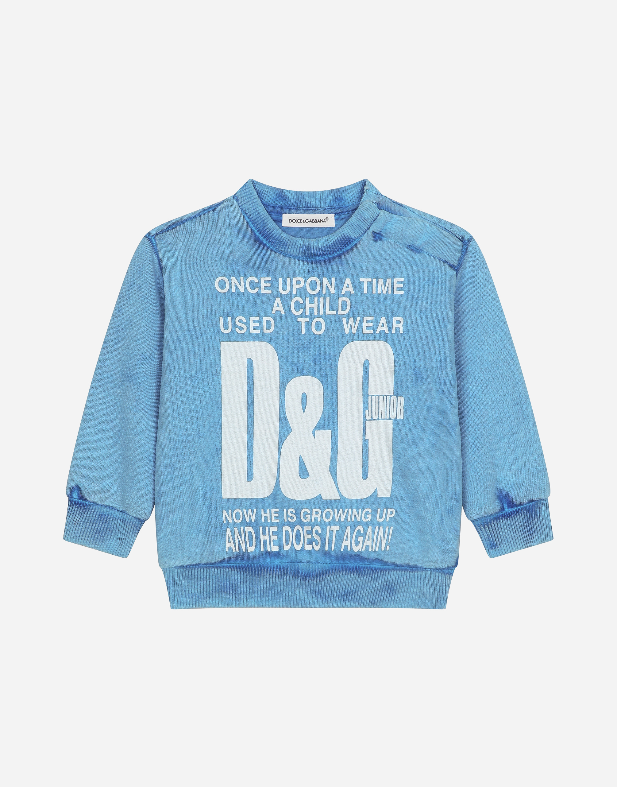 Jersey round-neck sweatshirt in Azure for Boys | Dolce&Gabbana®