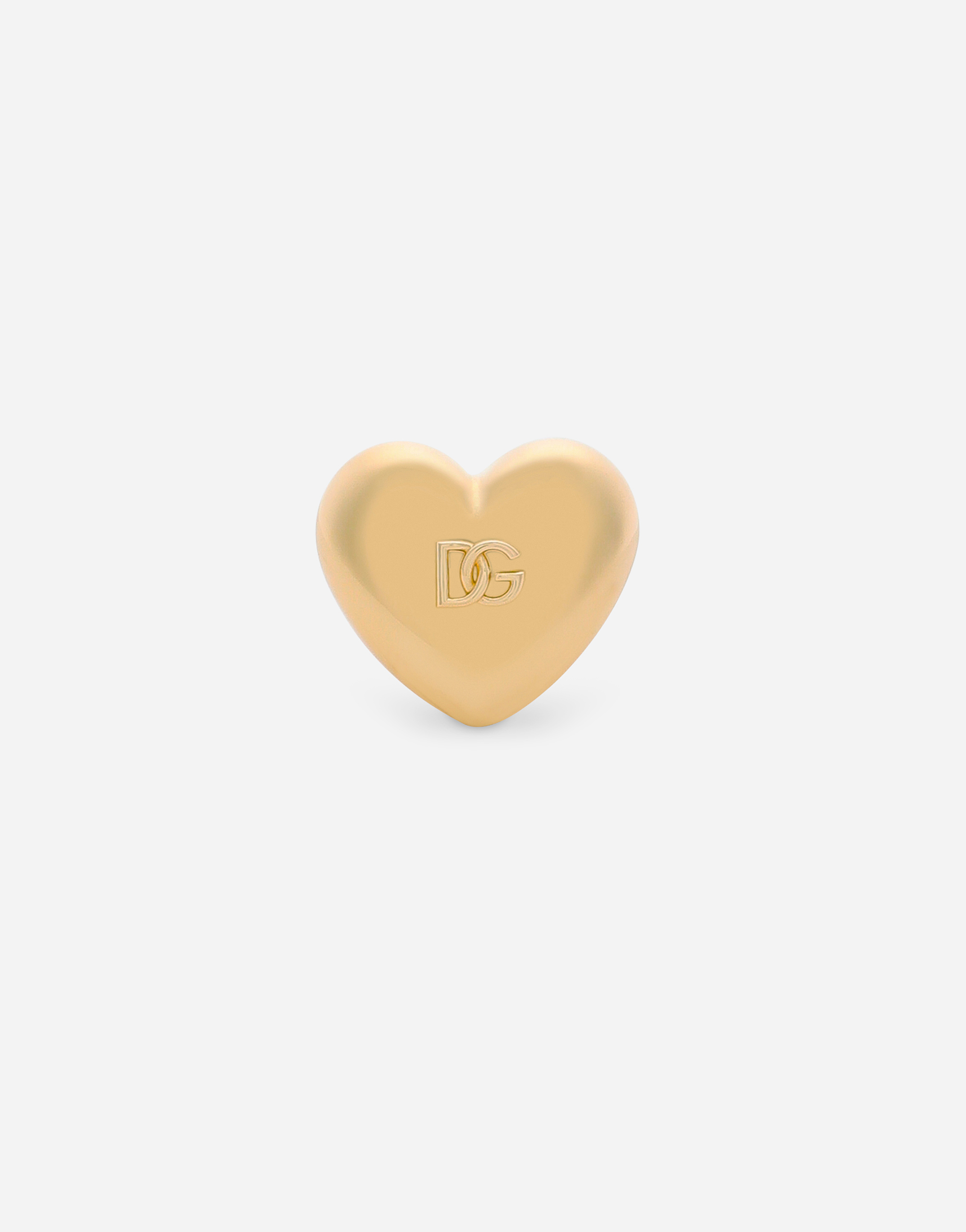 Shop Dolce & Gabbana Heart Ring With Embossed Dg Logo In Gold