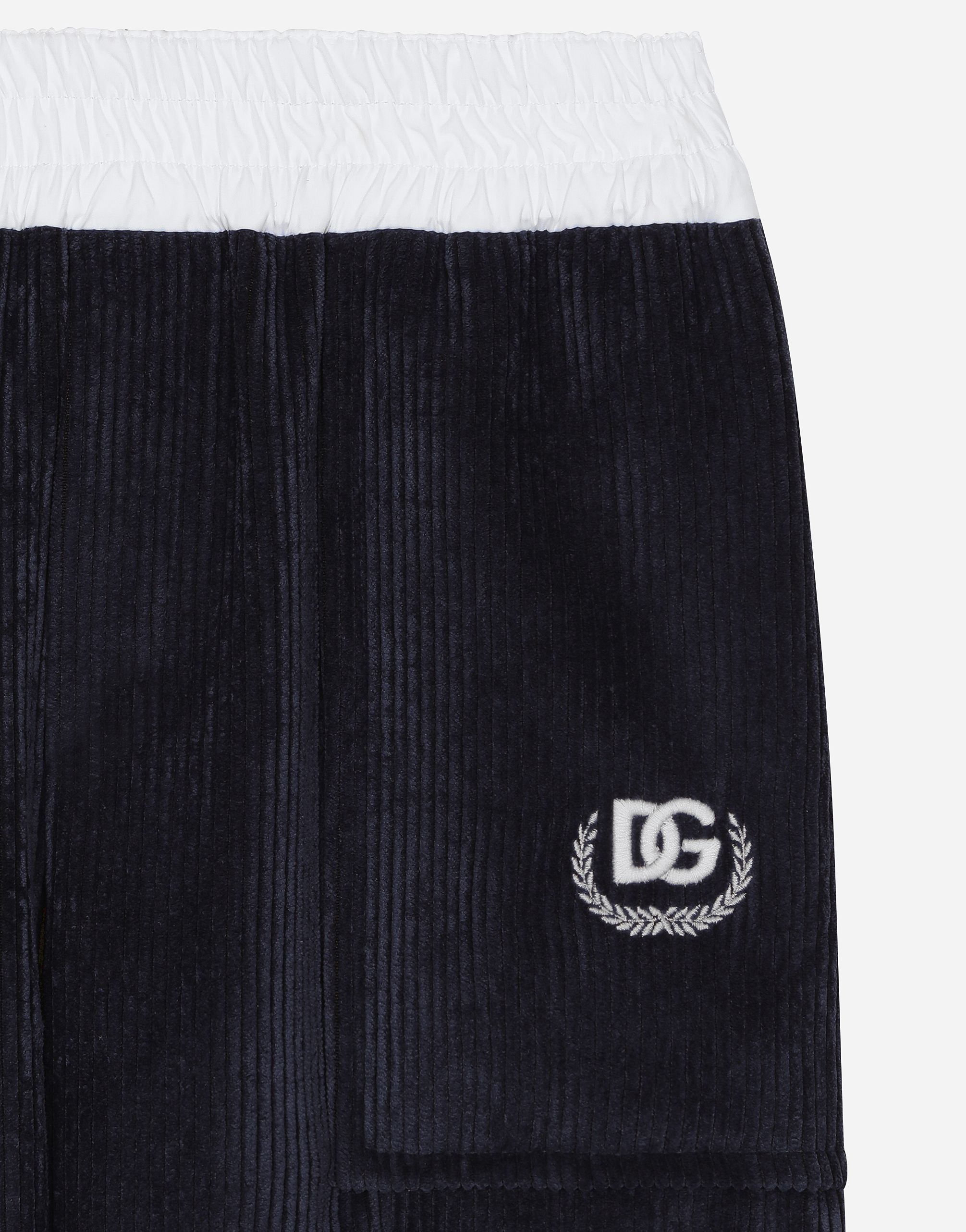 Shop Dolce & Gabbana Corduroy Jogging Pants With Dg Logo In Blue