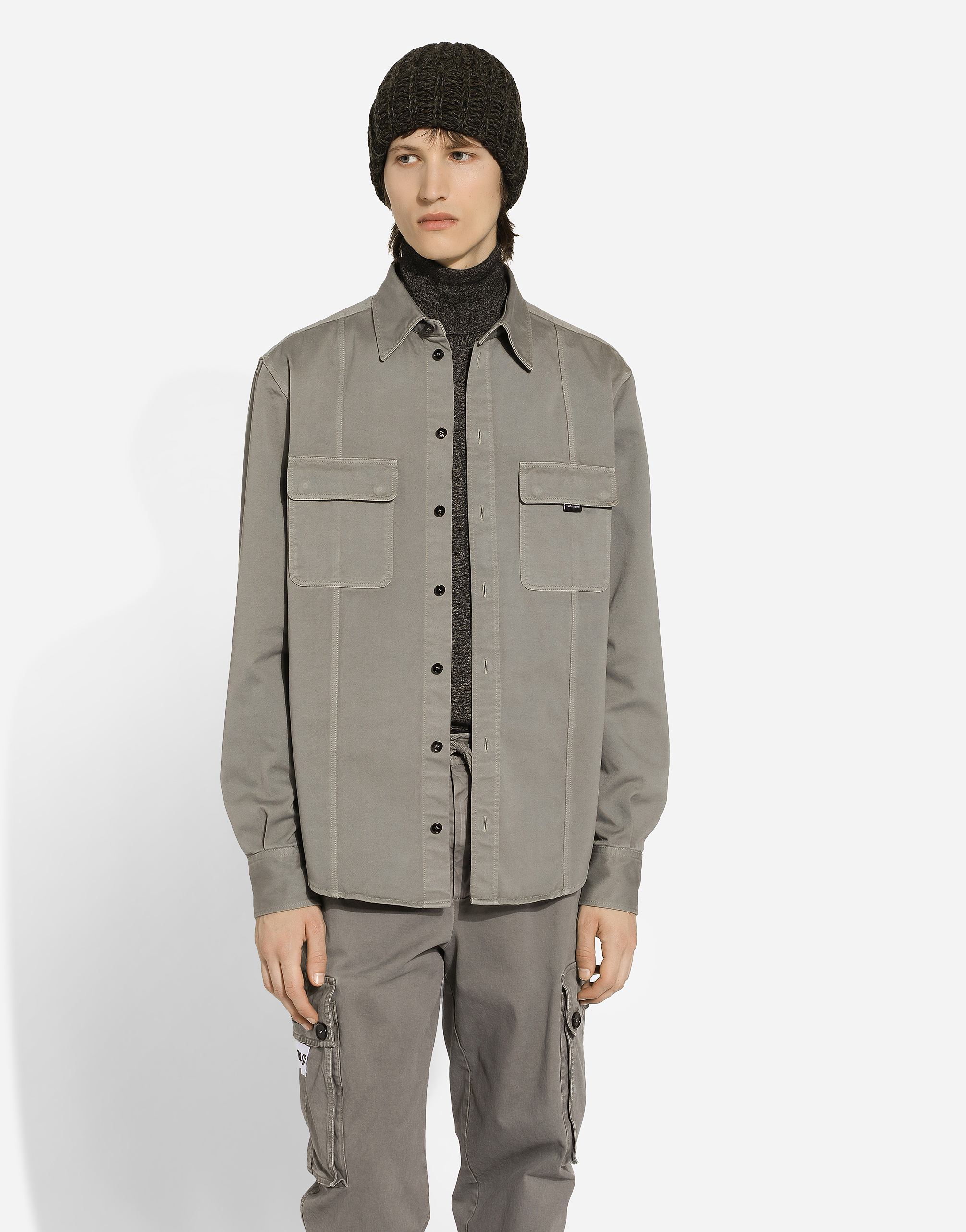 Shop Dolce & Gabbana Oversize Cotton Shirt In Grey