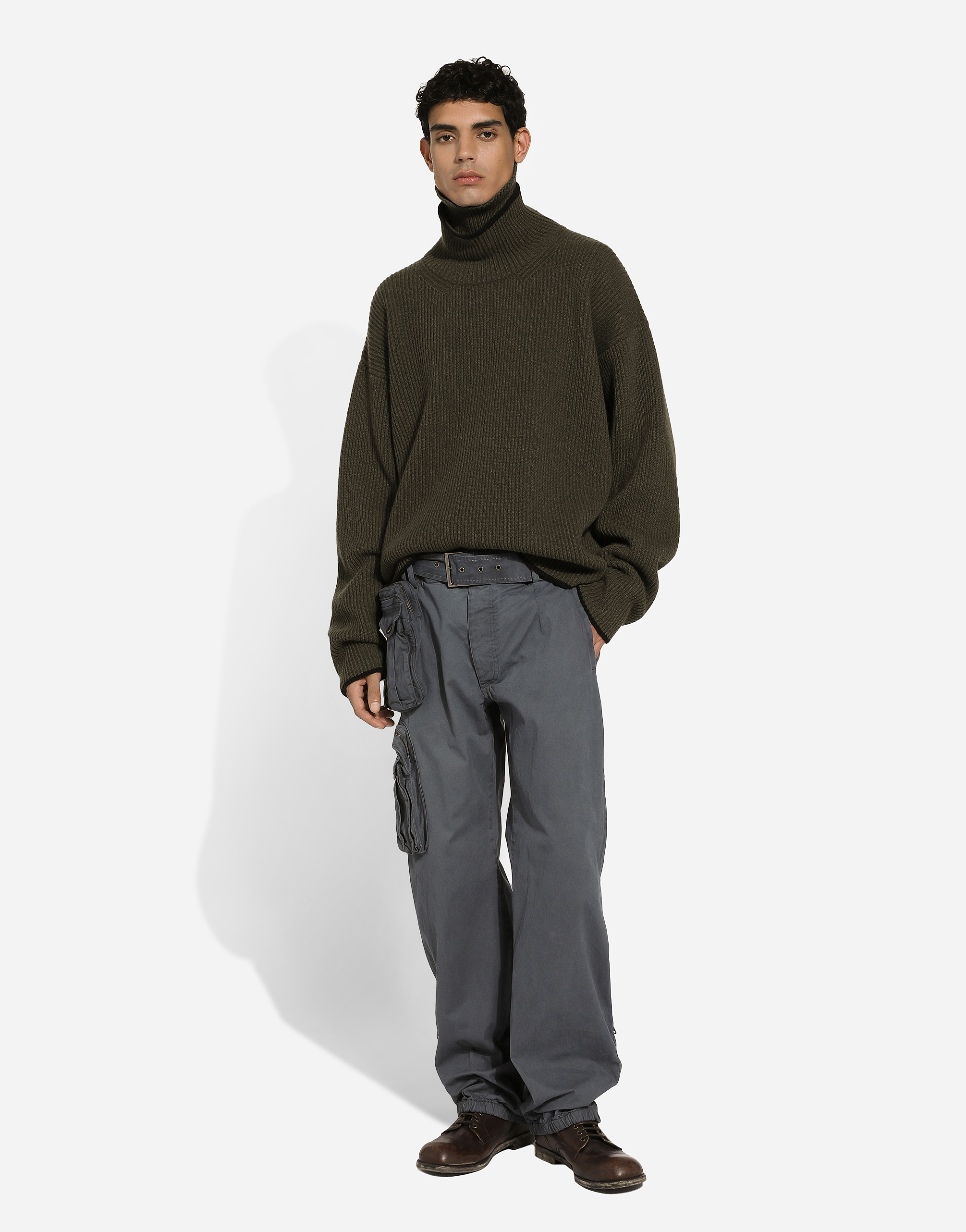 Shop Dolce & Gabbana Cotton Cargo Pants In グレー