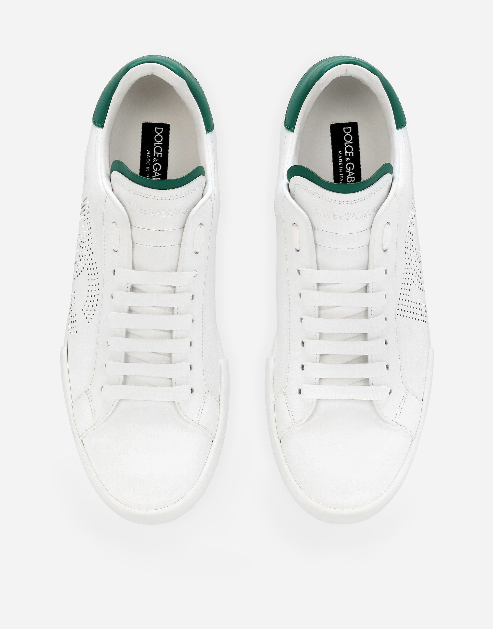 Shop Dolce & Gabbana Calfskin Portofino Sneakers In Bianco