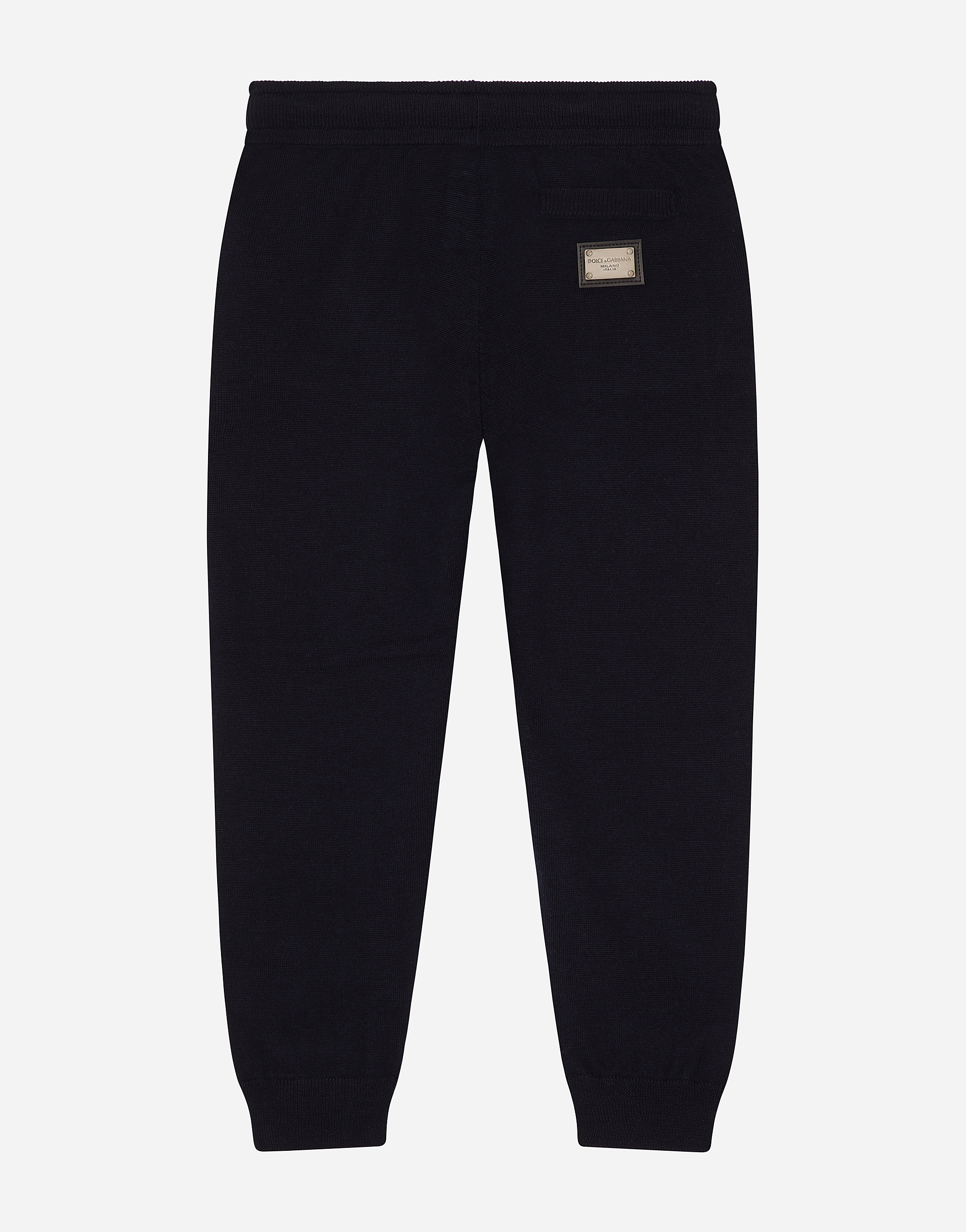 Shop Dolce & Gabbana Plain Knit Jogging Pants With Logo Tag In Blue