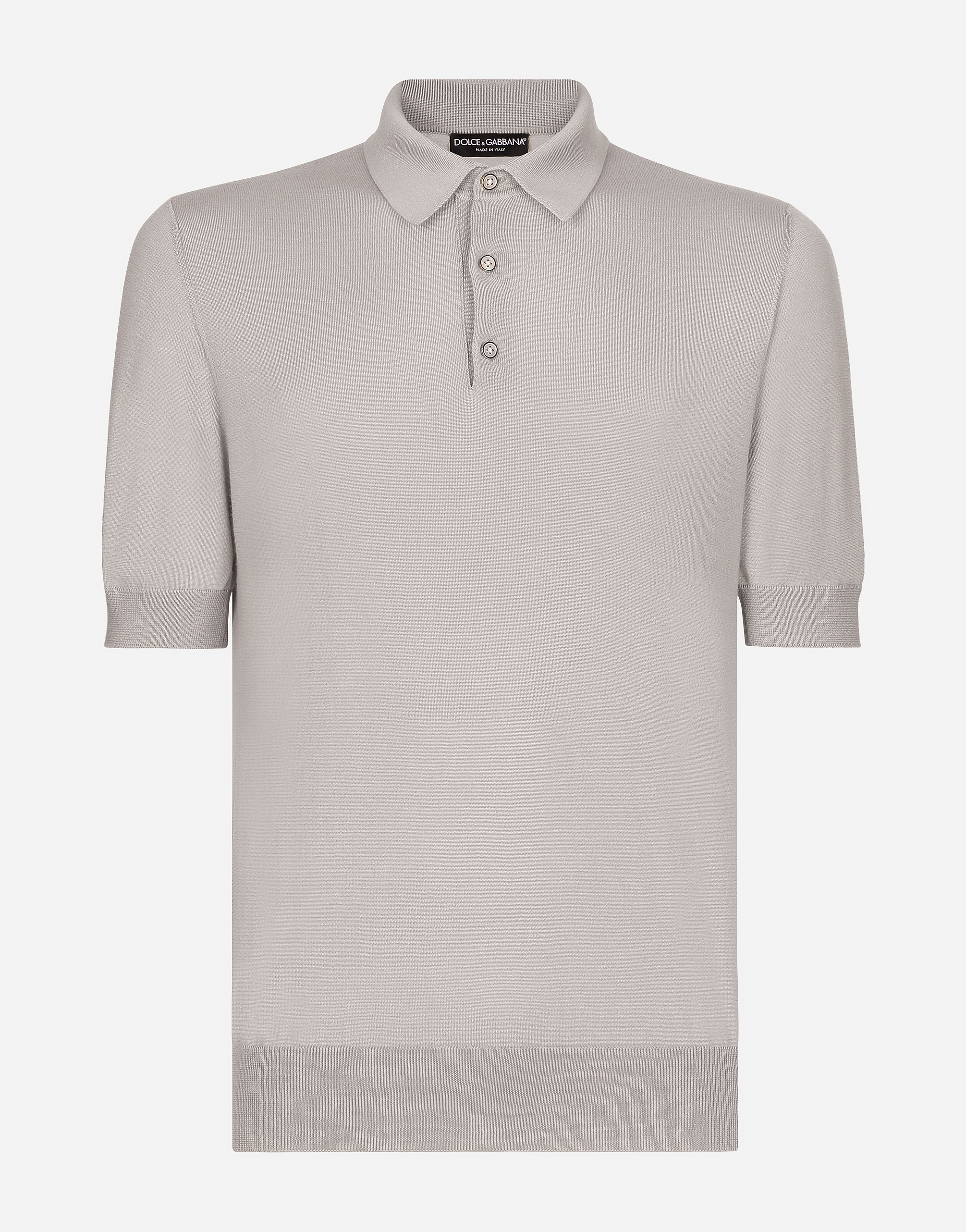 Shop Dolce & Gabbana Silk And Cashmere Polo-shirt In Grey