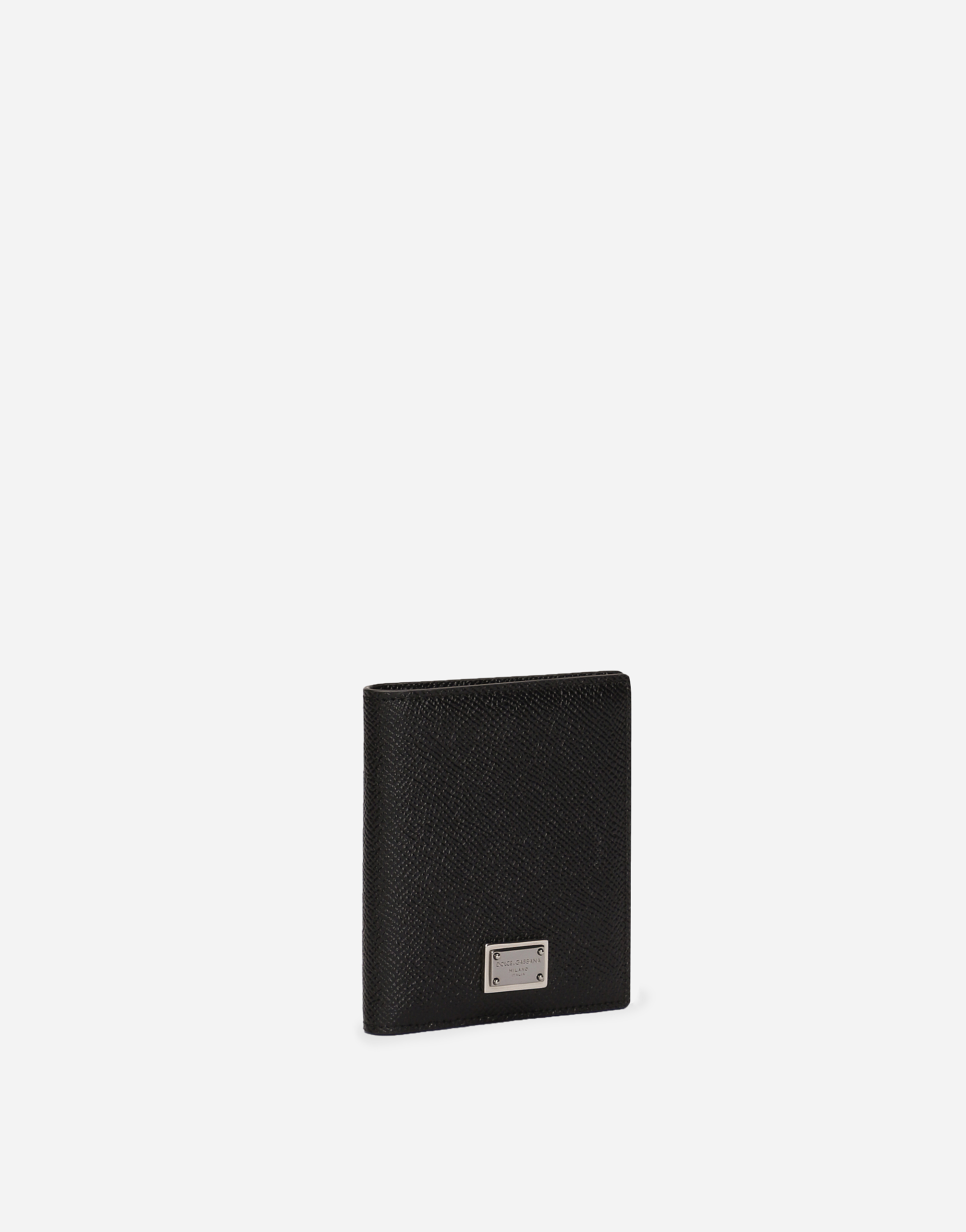 Shop Dolce & Gabbana Dauphine-print Calfskin Bifold Card Holder In Black