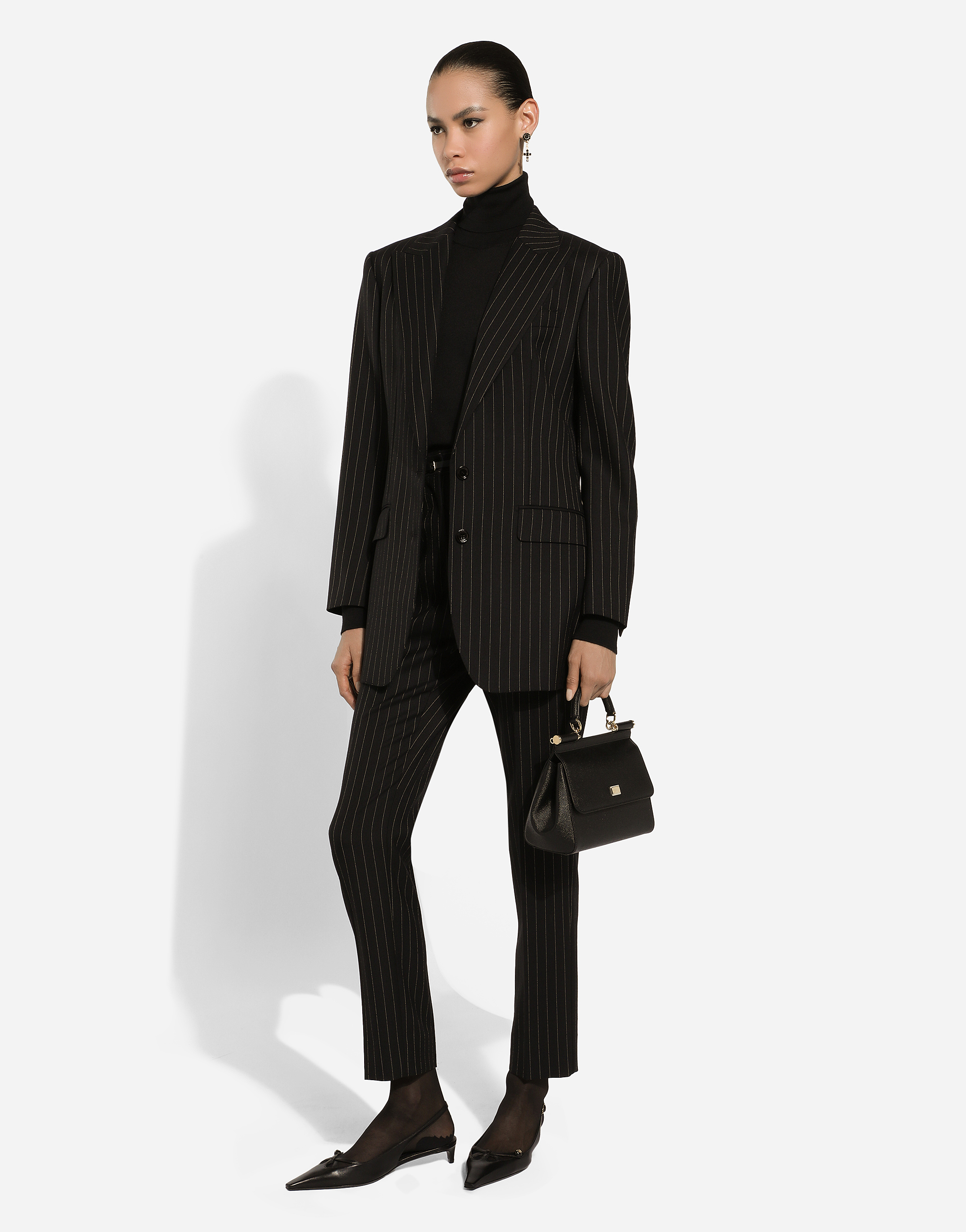 Shop Dolce & Gabbana Tailored Pinstripe Wool Pants In Multicolor