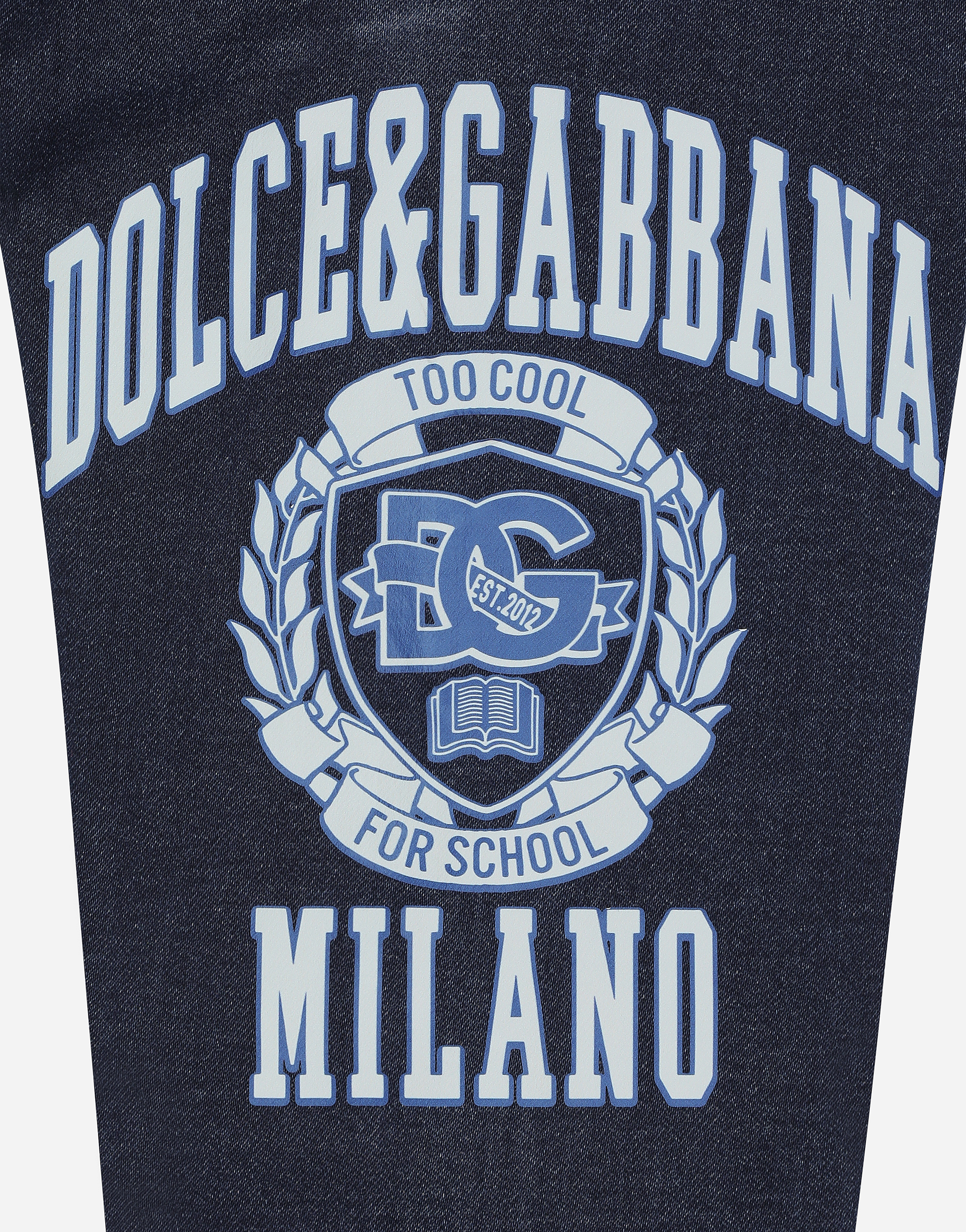 Shop Dolce & Gabbana Denim Jogging Pants With Dolce&gabbana Logo In Multicolor