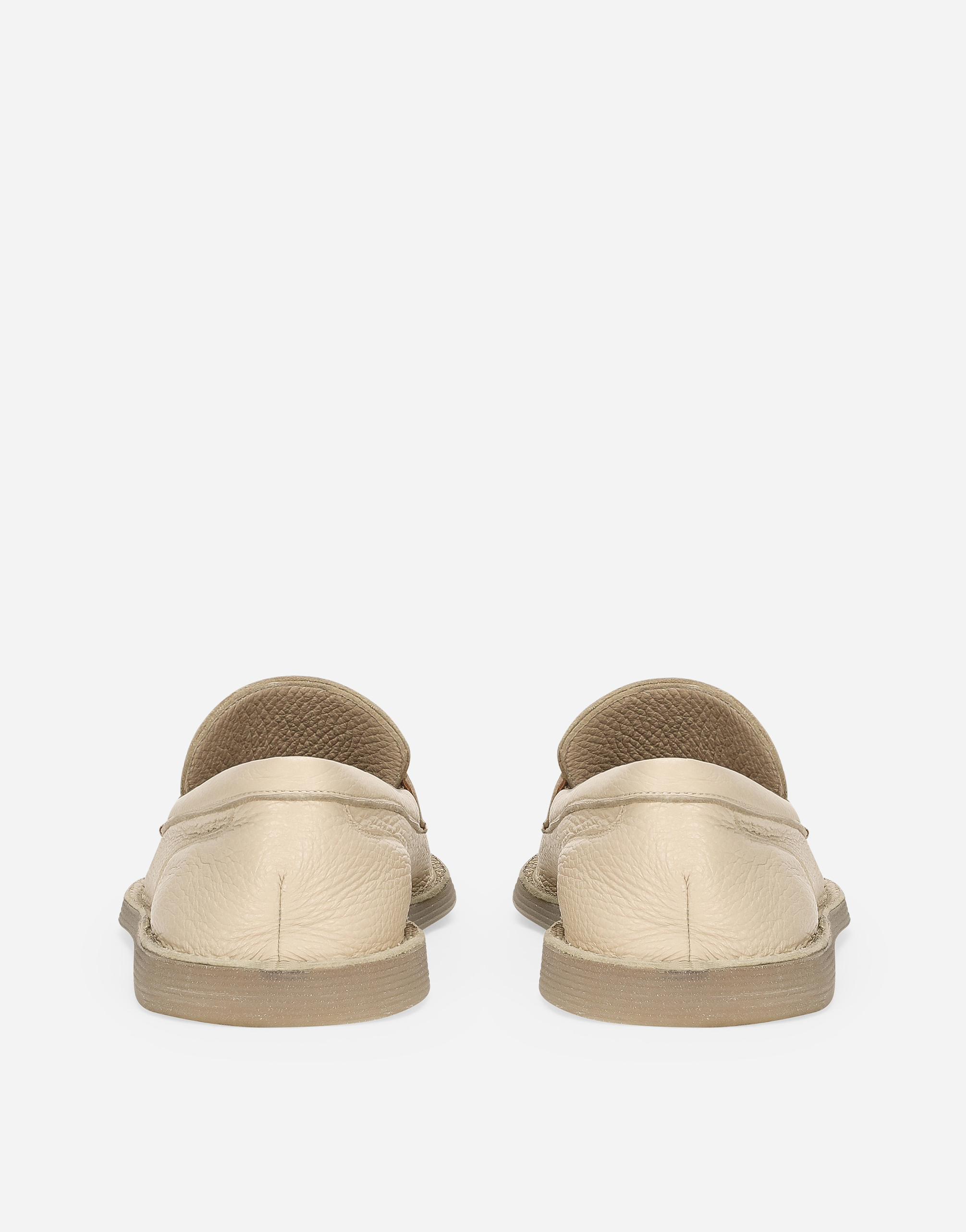 Shop Dolce & Gabbana Deerskin Loafers In Beige