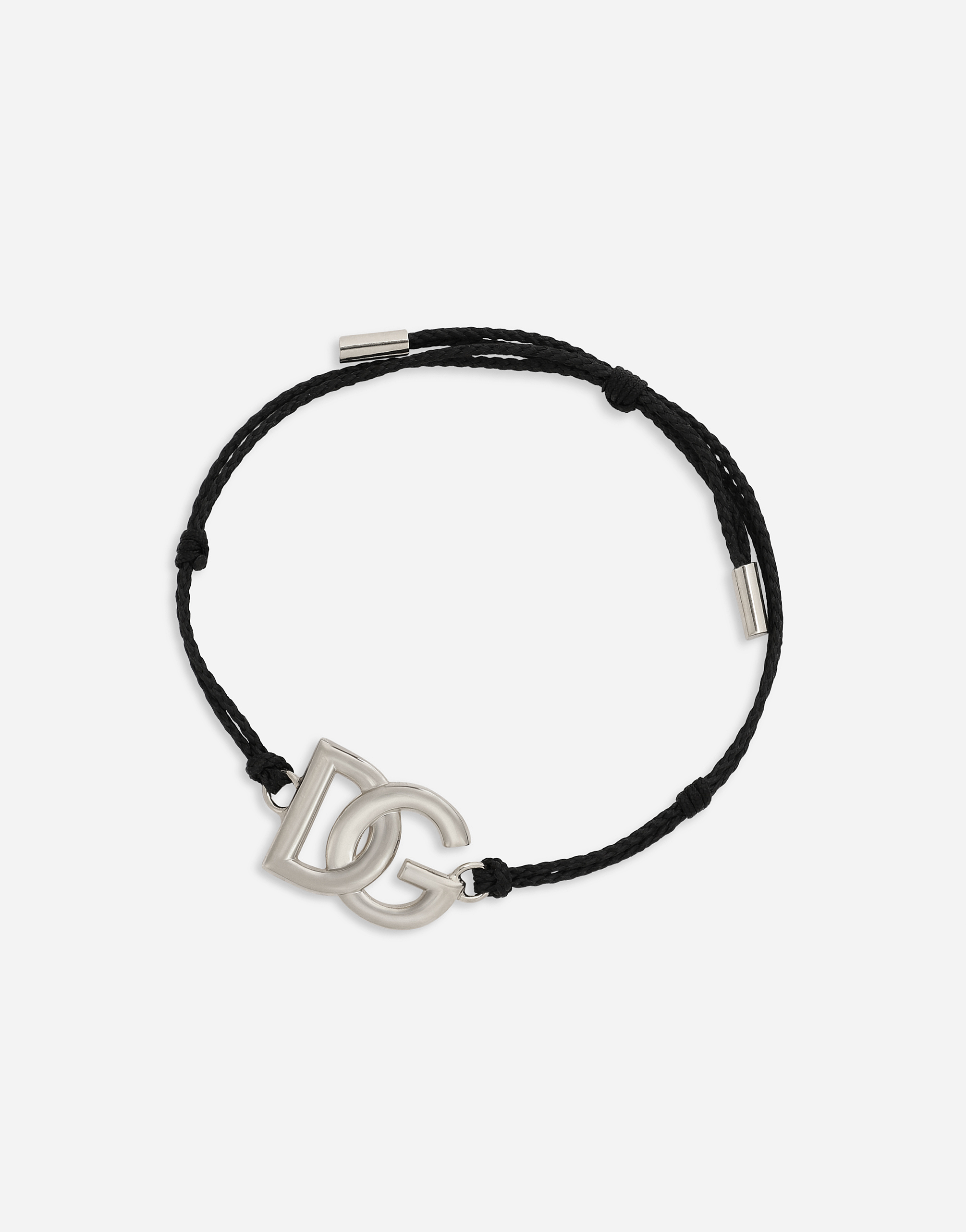 Shop Dolce & Gabbana Cord Bracelet With Large Dg Logo In マルチカラー