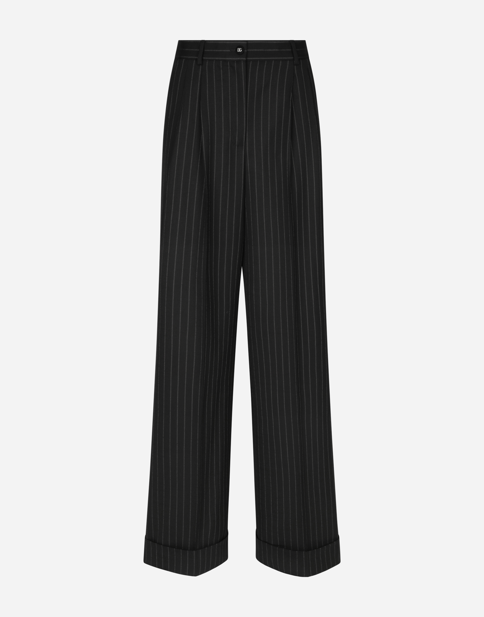Dolce & Gabbana Flared Pinstripe Wool Trousers In Multicolor
