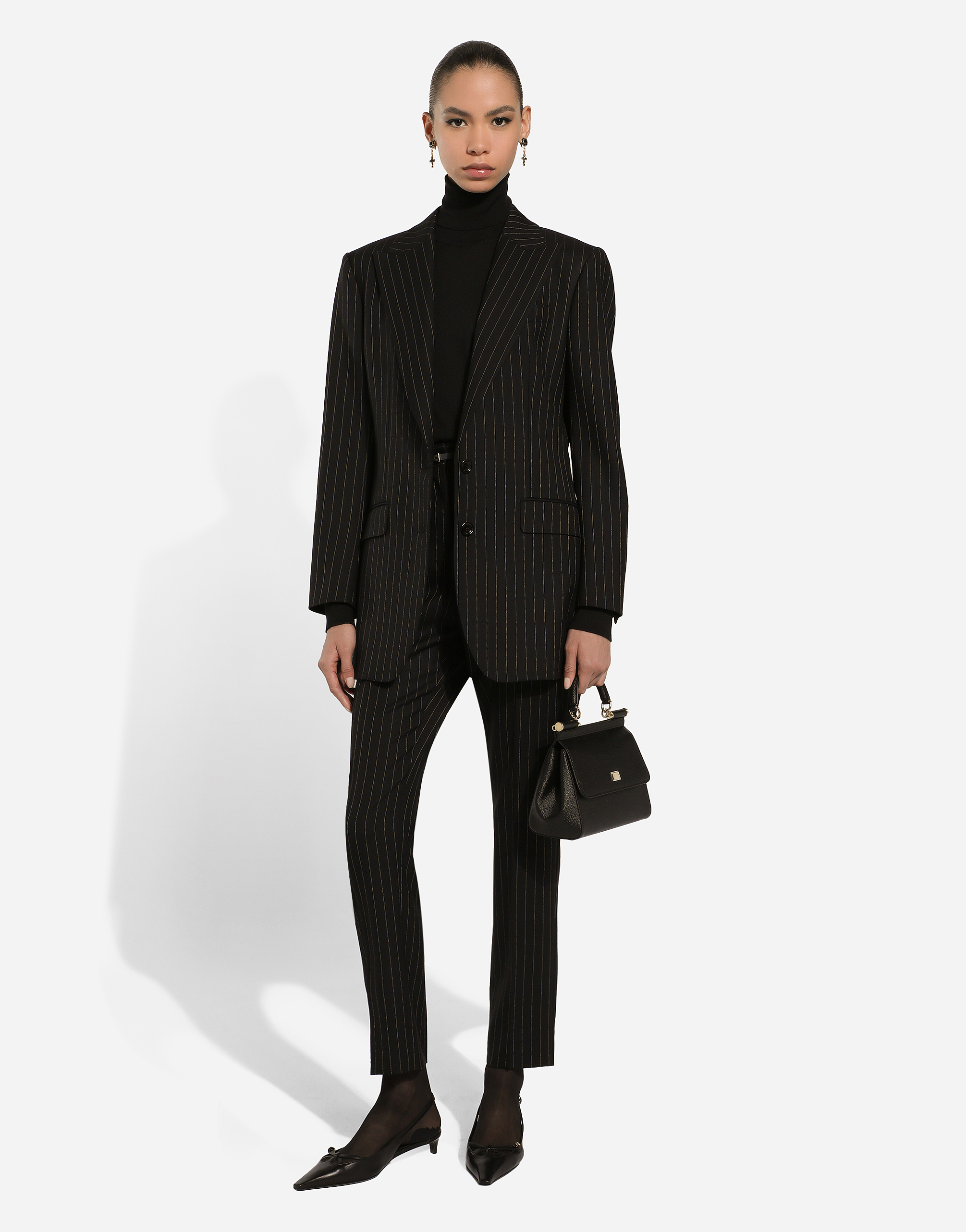 Shop Dolce & Gabbana Tailored Pinstripe Wool Pants In Multicolor