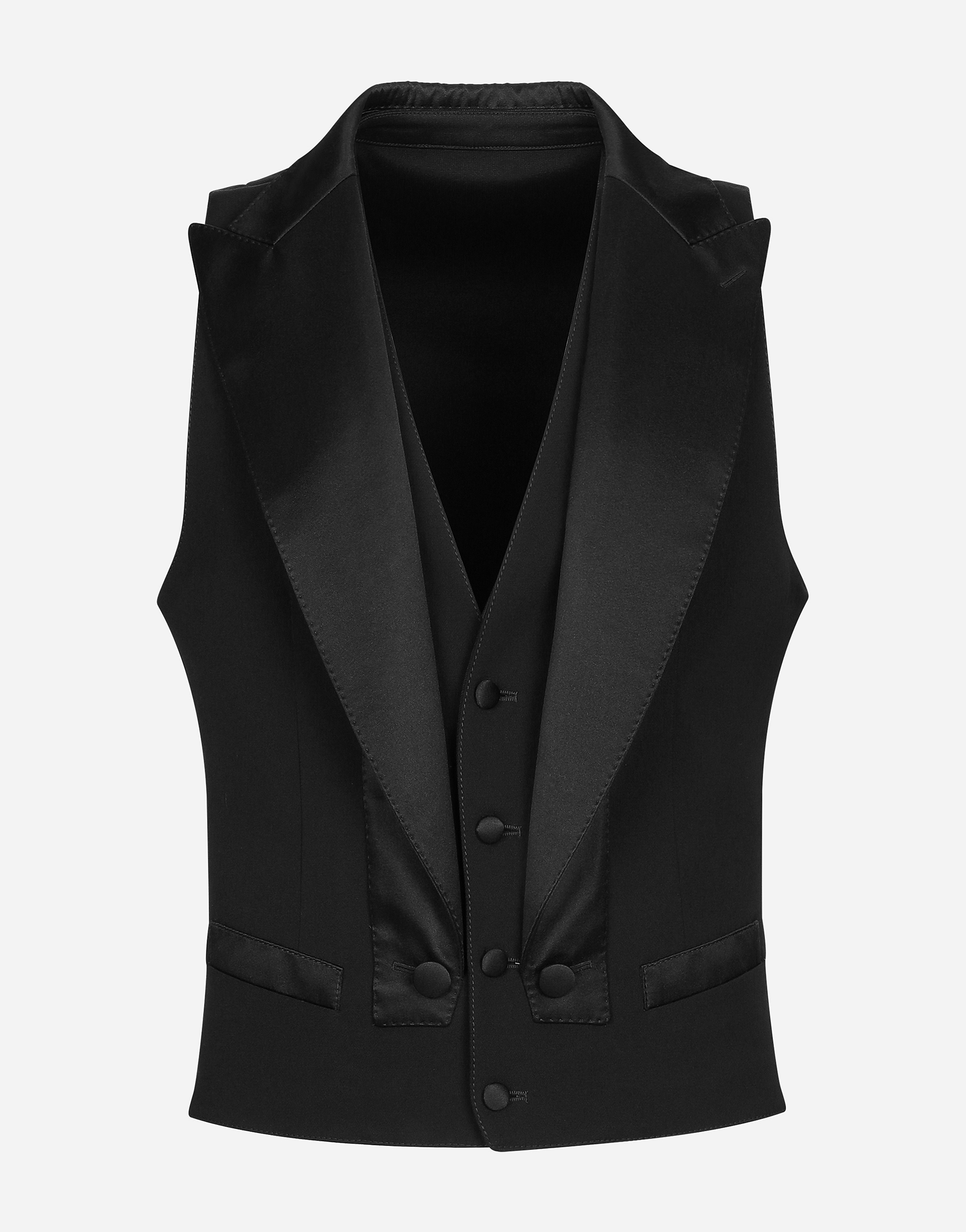 Shop Dolce & Gabbana Single-breasted Gabardine Vest In Black