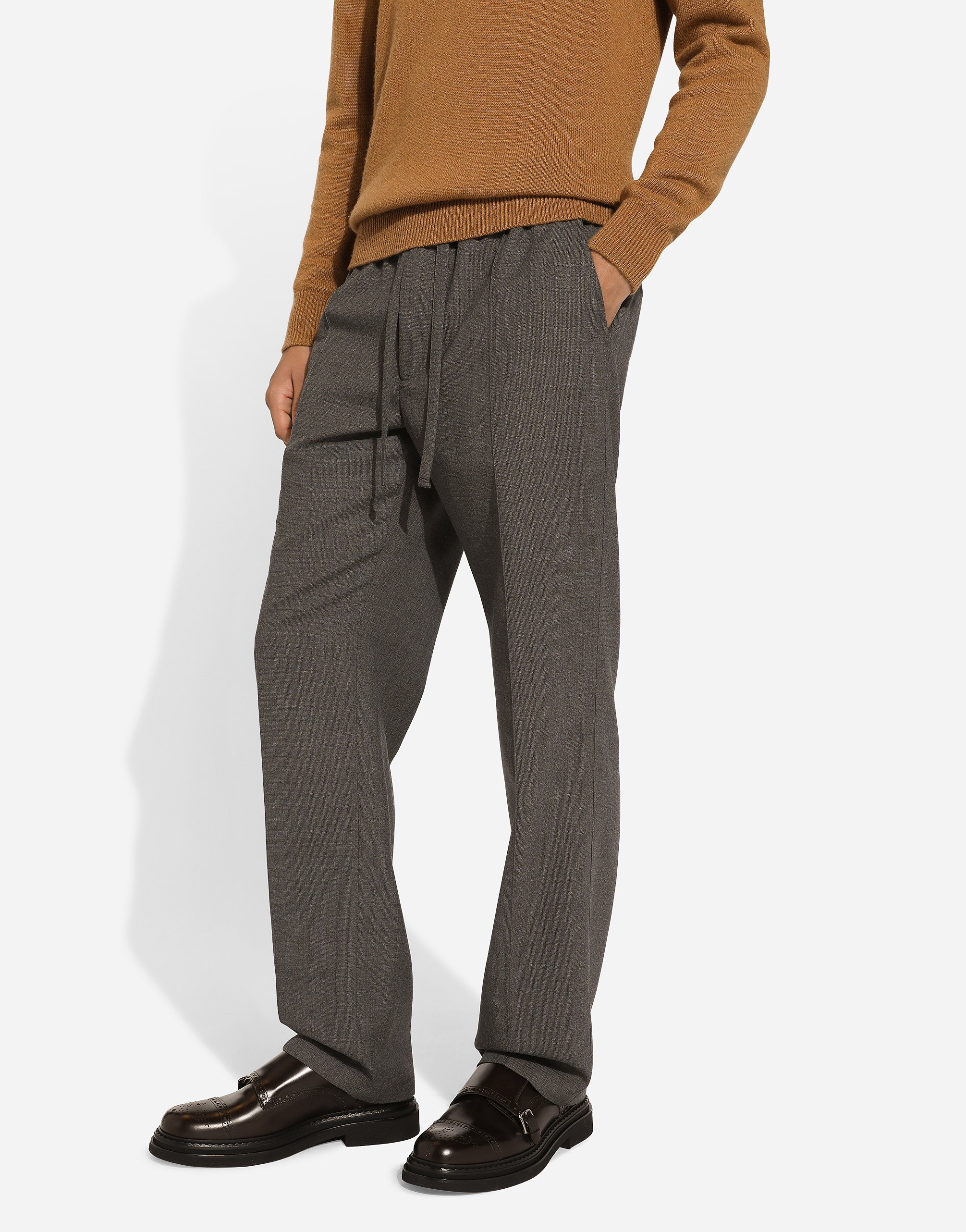 Shop Dolce & Gabbana Wool Jogging Pants In Grey