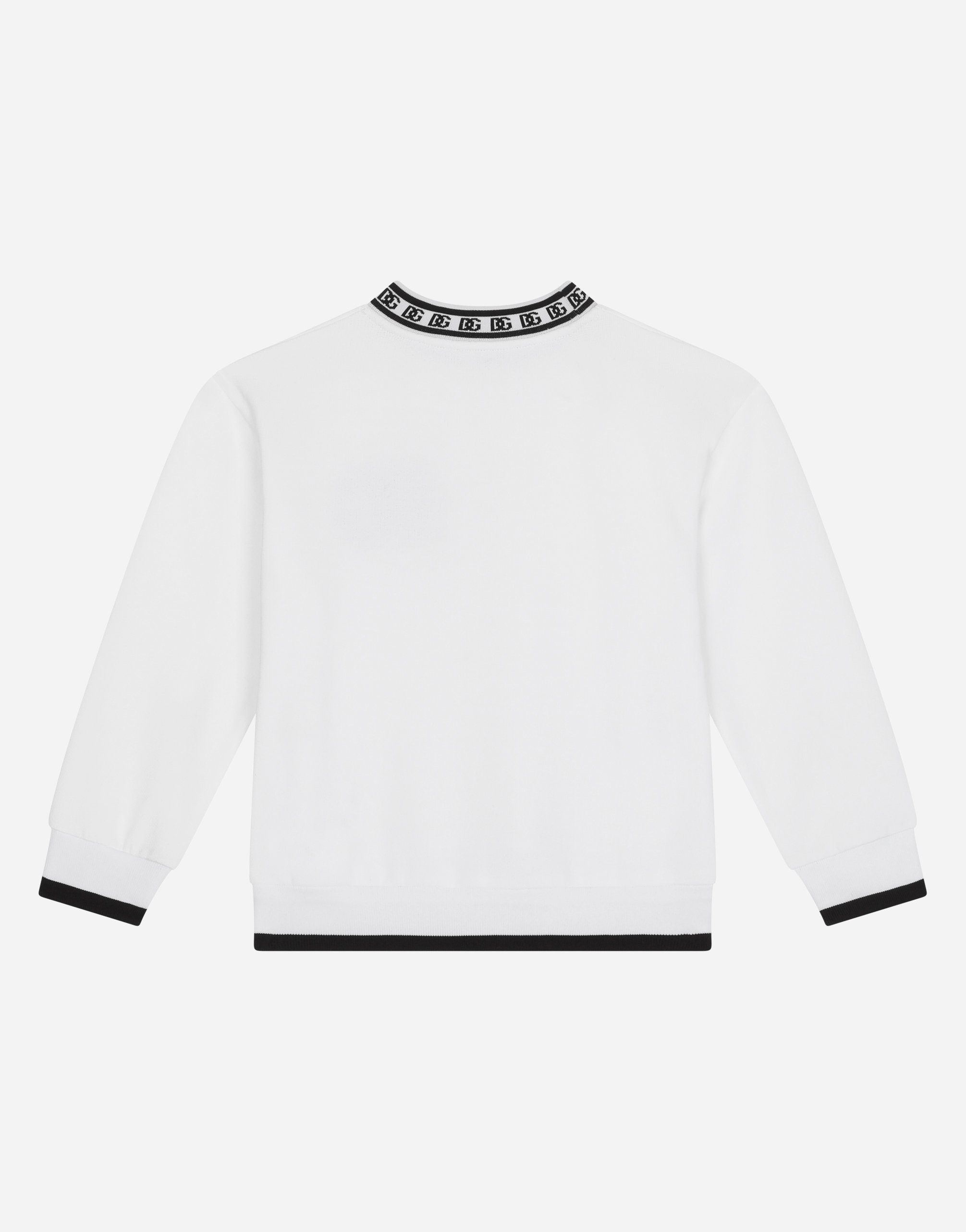 Shop Dolce & Gabbana Jersey Round-neck Sweatshirt With Dg Logo Print In White