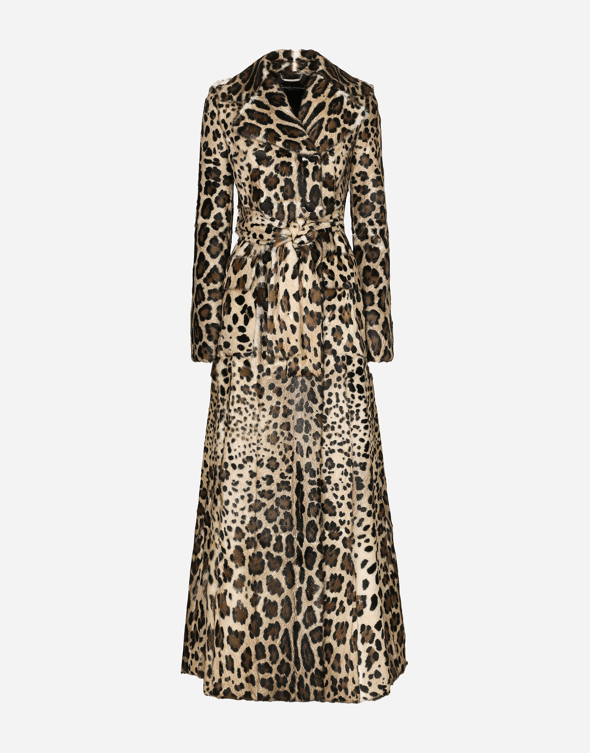 Shop Dolce & Gabbana Double-breasted Leopard-print Goatskin Coat With Belt In Multicolor