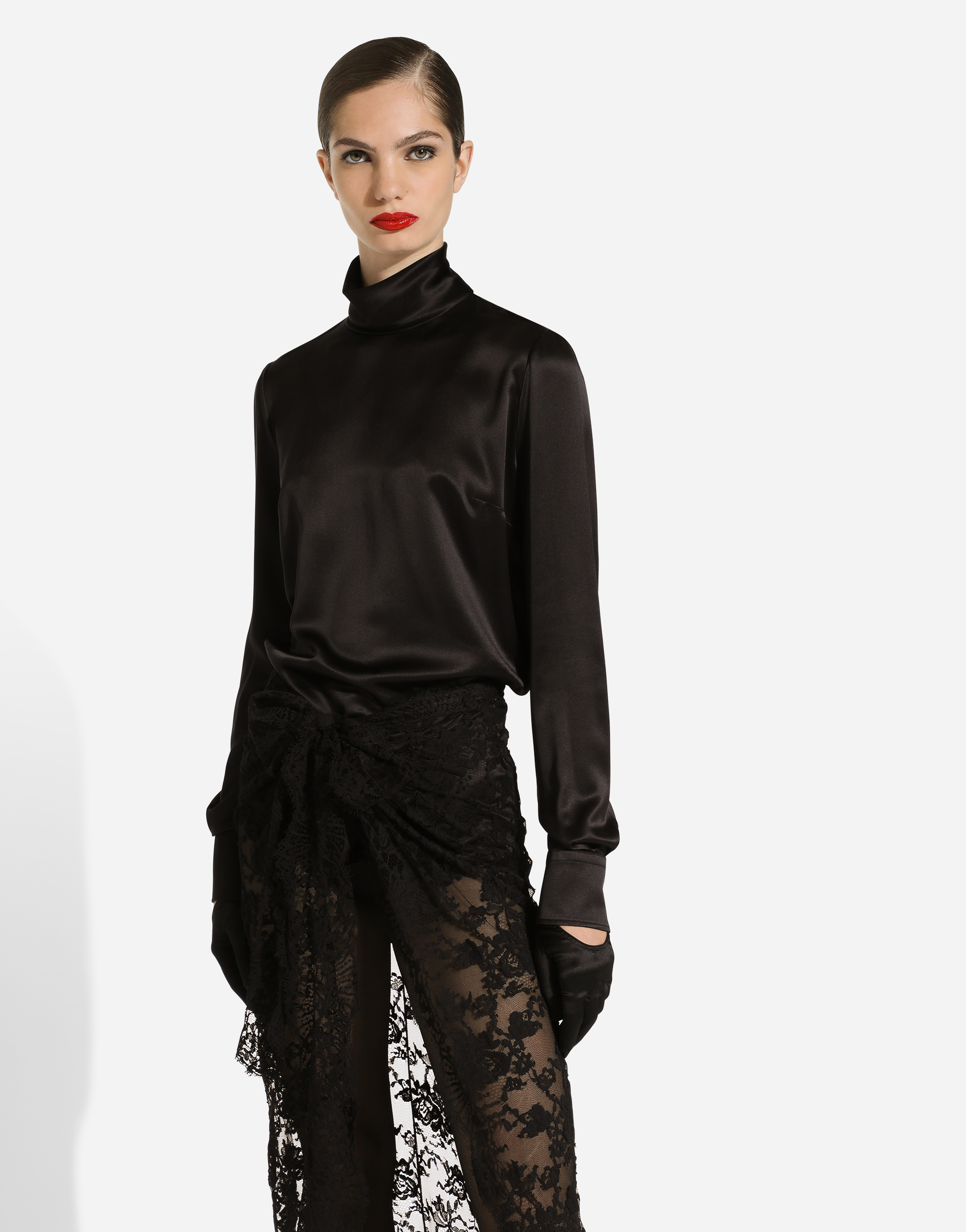 Shop Dolce & Gabbana Silk Satin Blouse In Black