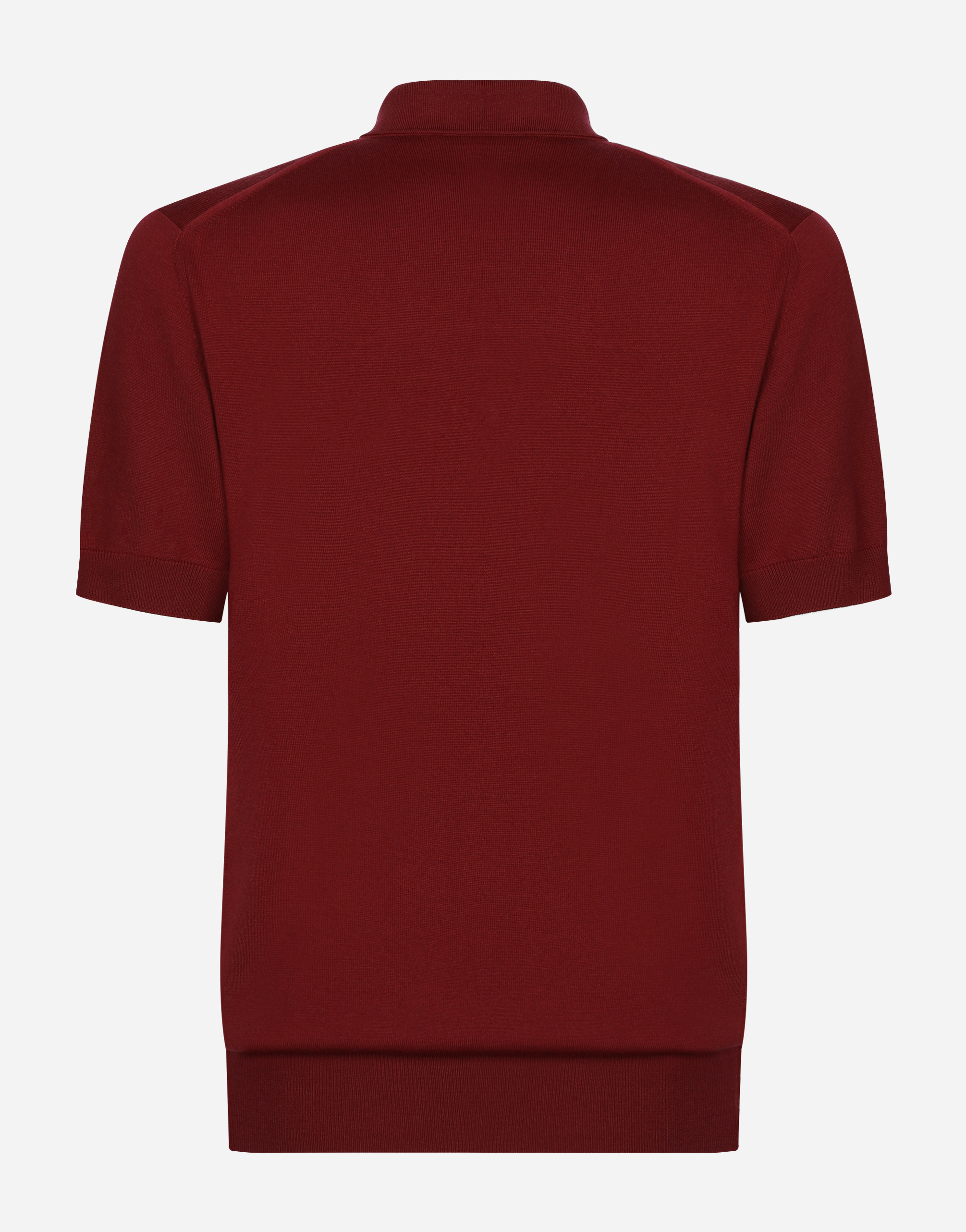 Shop Dolce & Gabbana Wool Polo-shirt With Branded Tag In Bordeaux