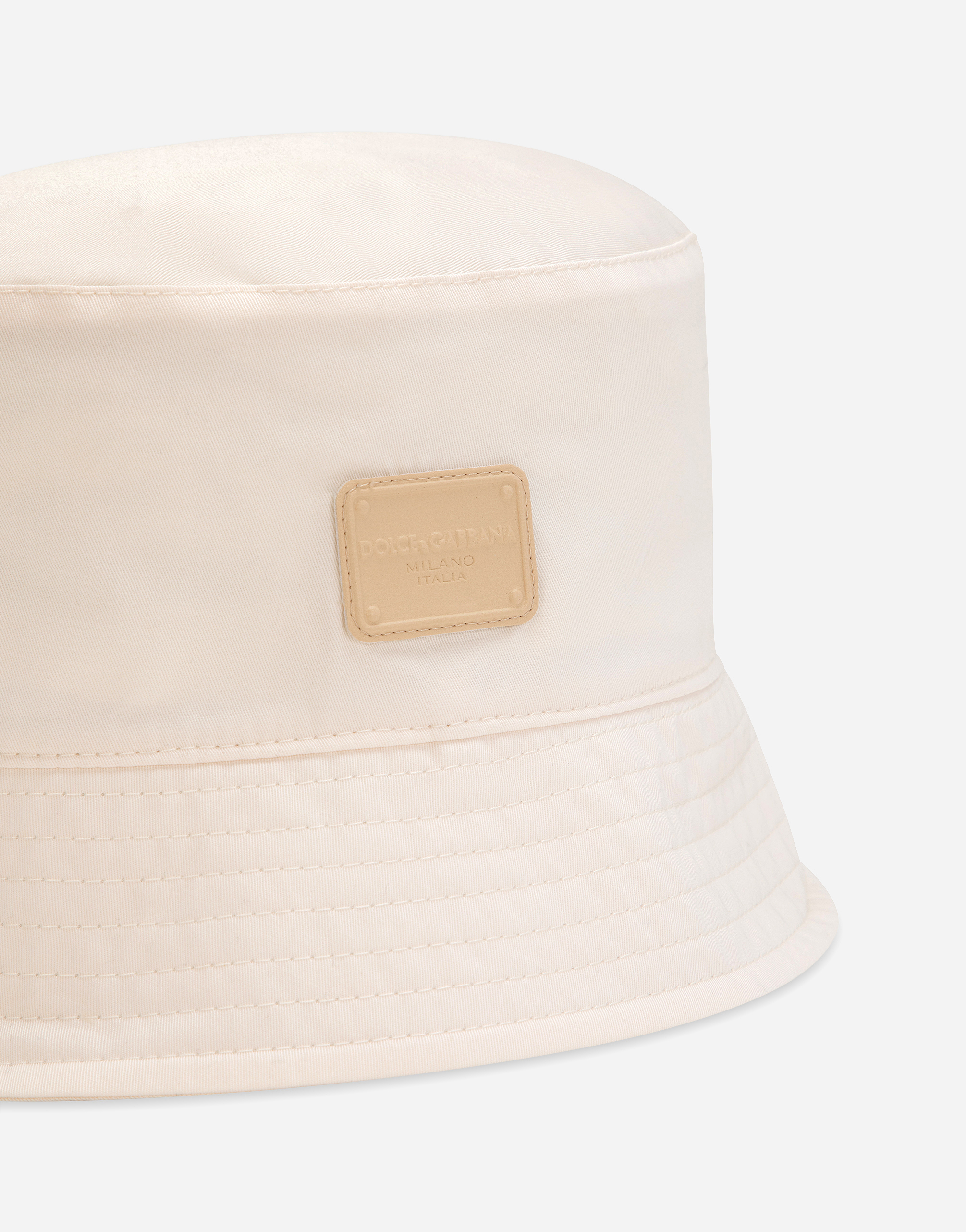 Shop Dolce & Gabbana Bucket Hat With Branded Tag In ベージュ