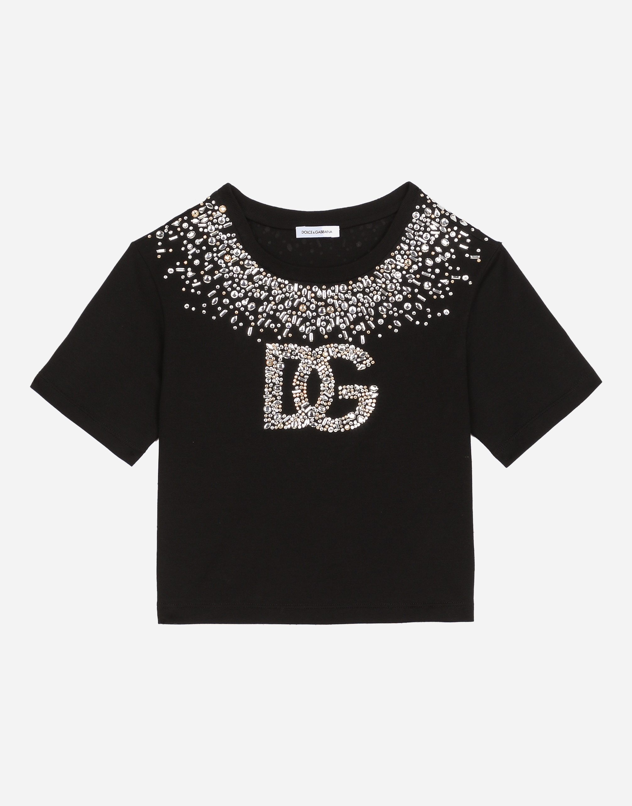 ブラックのガールズ Jersey T-shirt with DG logo | Dolce&Gabbana®
