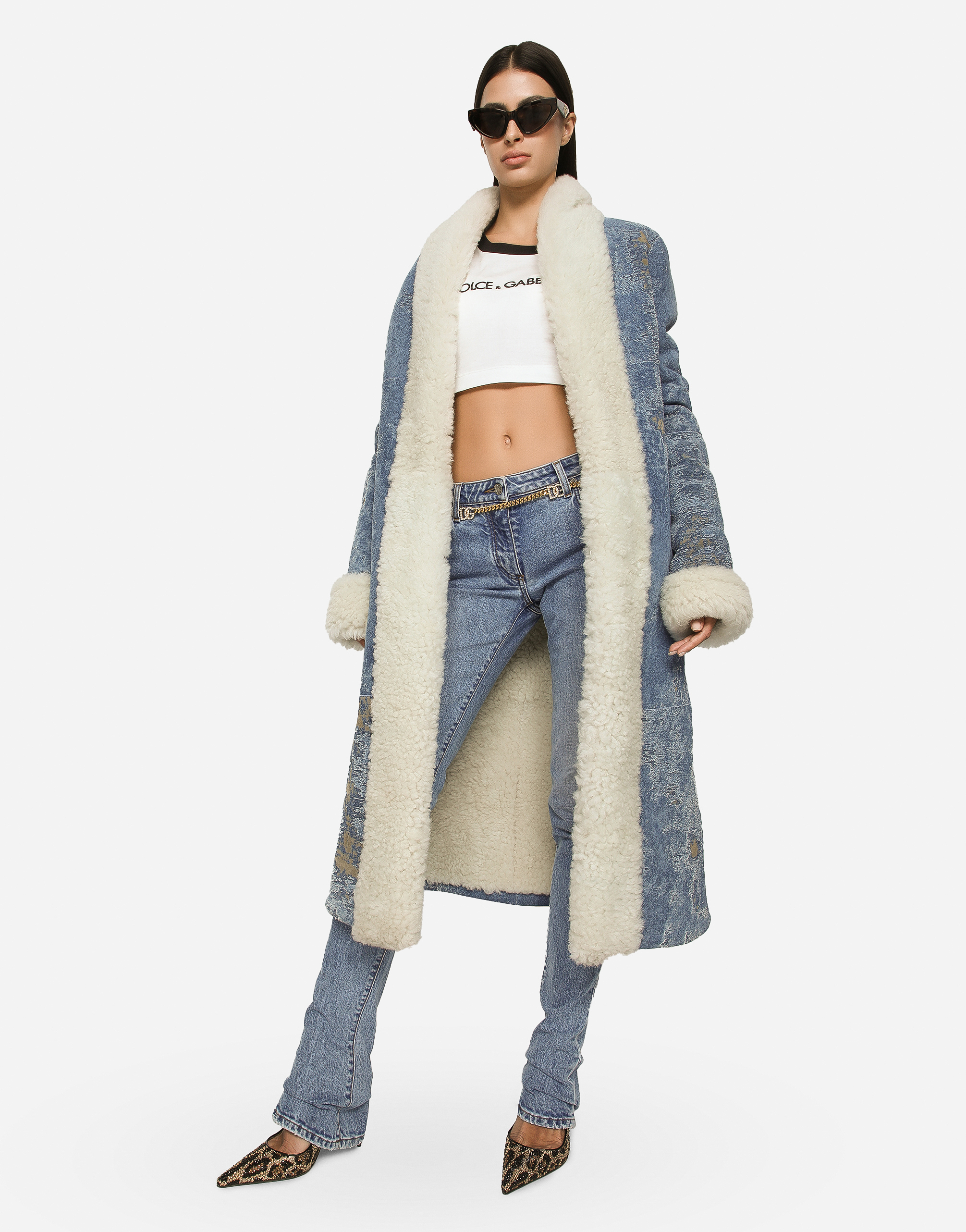 Denim on sale sheepskin coat