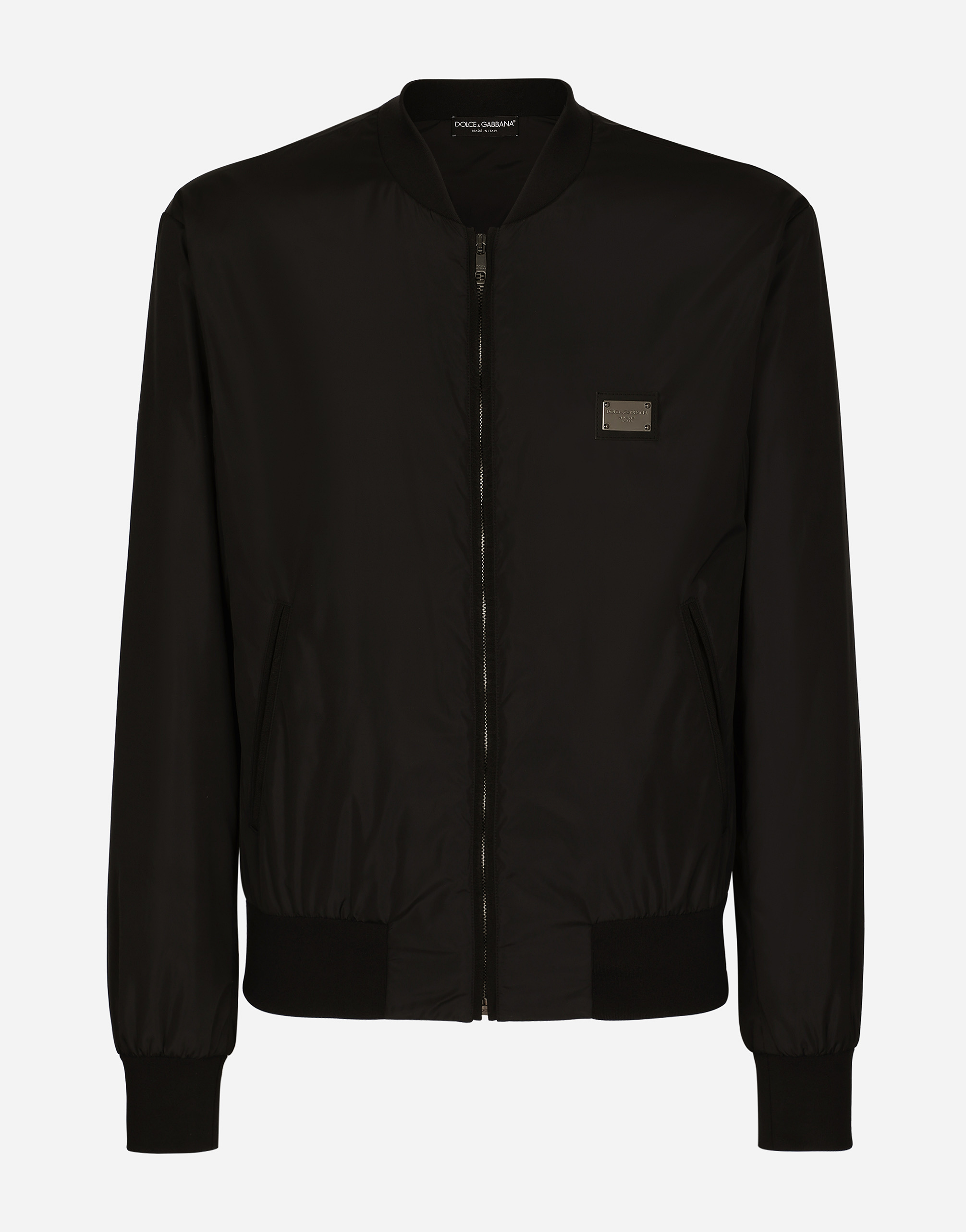 Nylon jacket with branded tag