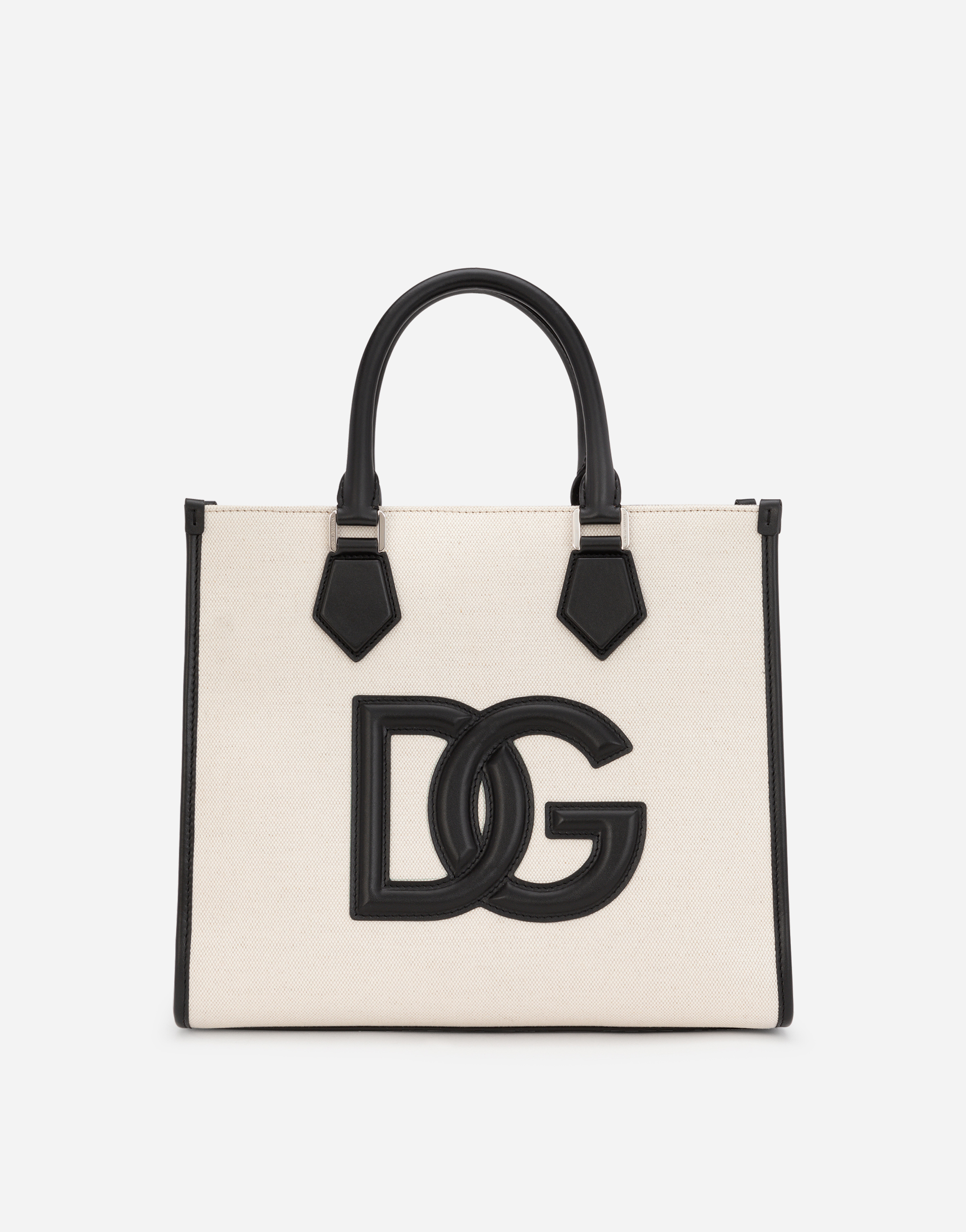 Canvas shopper with calfskin nappa details