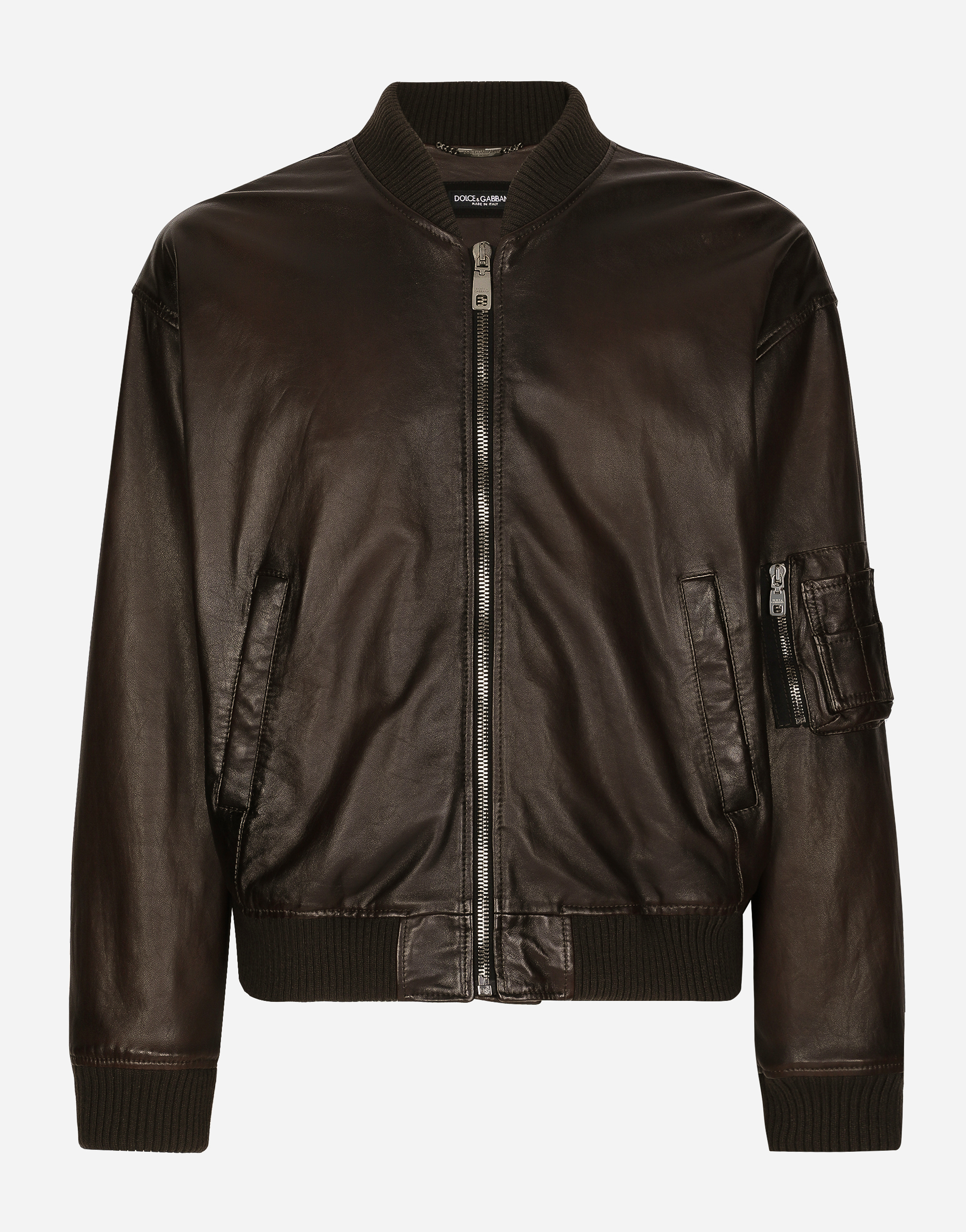 Padded leather jacket in Brown for Men | Dolce&Gabbana®