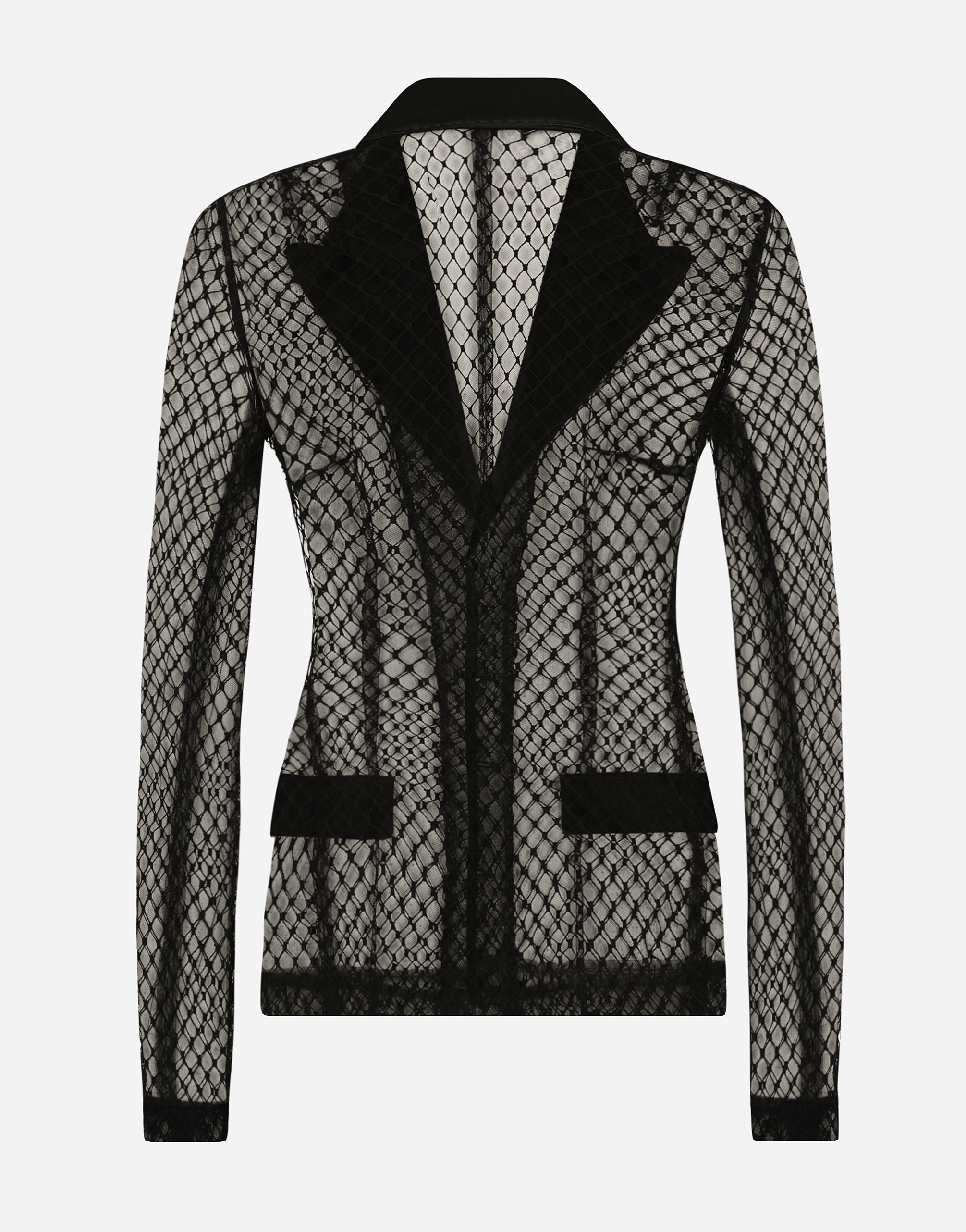 Shop Dolce & Gabbana Single-breasted Mesh Dolce Tuxedo Jacket In Black