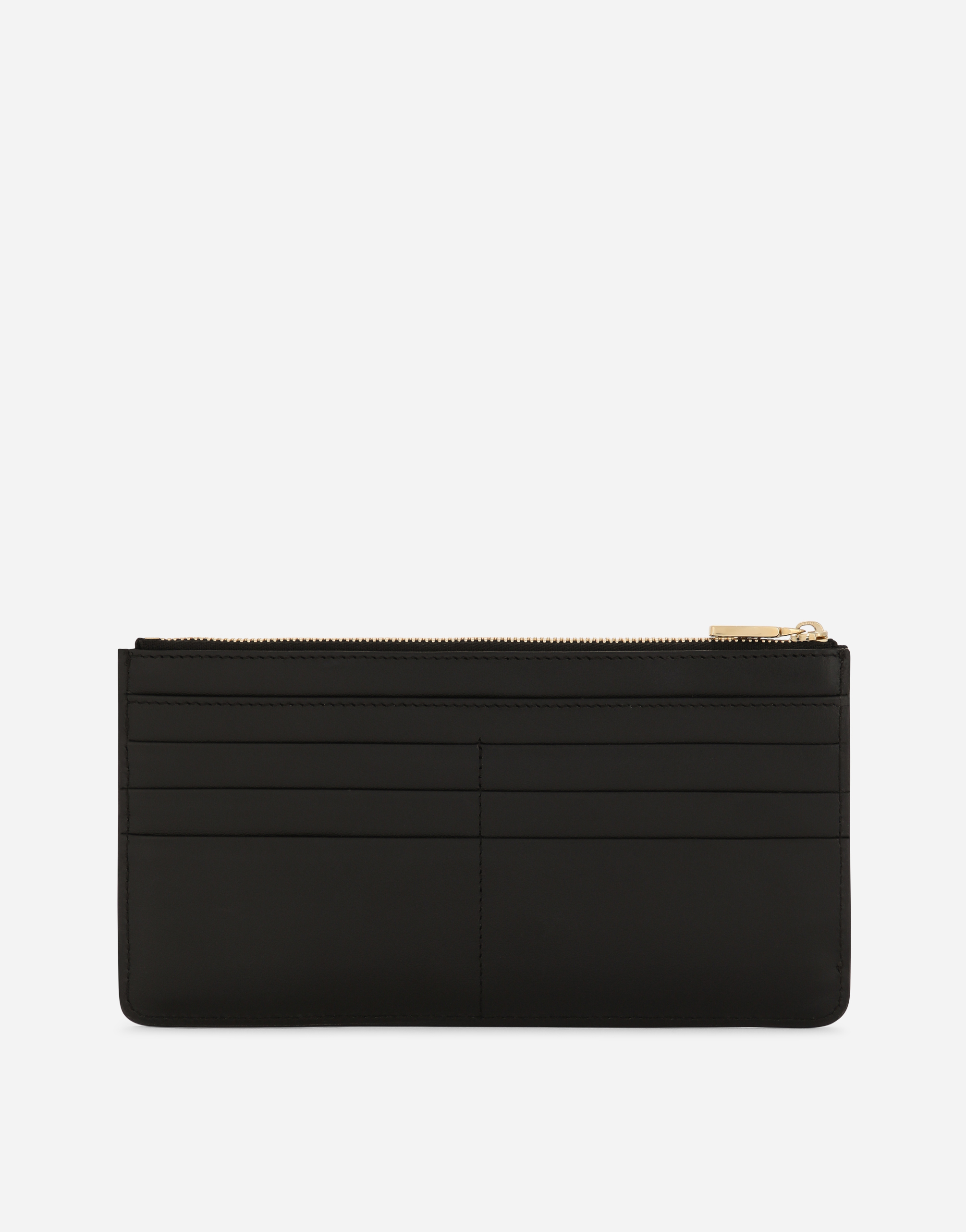 Shop Dolce & Gabbana Large Calfskin Card Holder With Dg Logo In Black