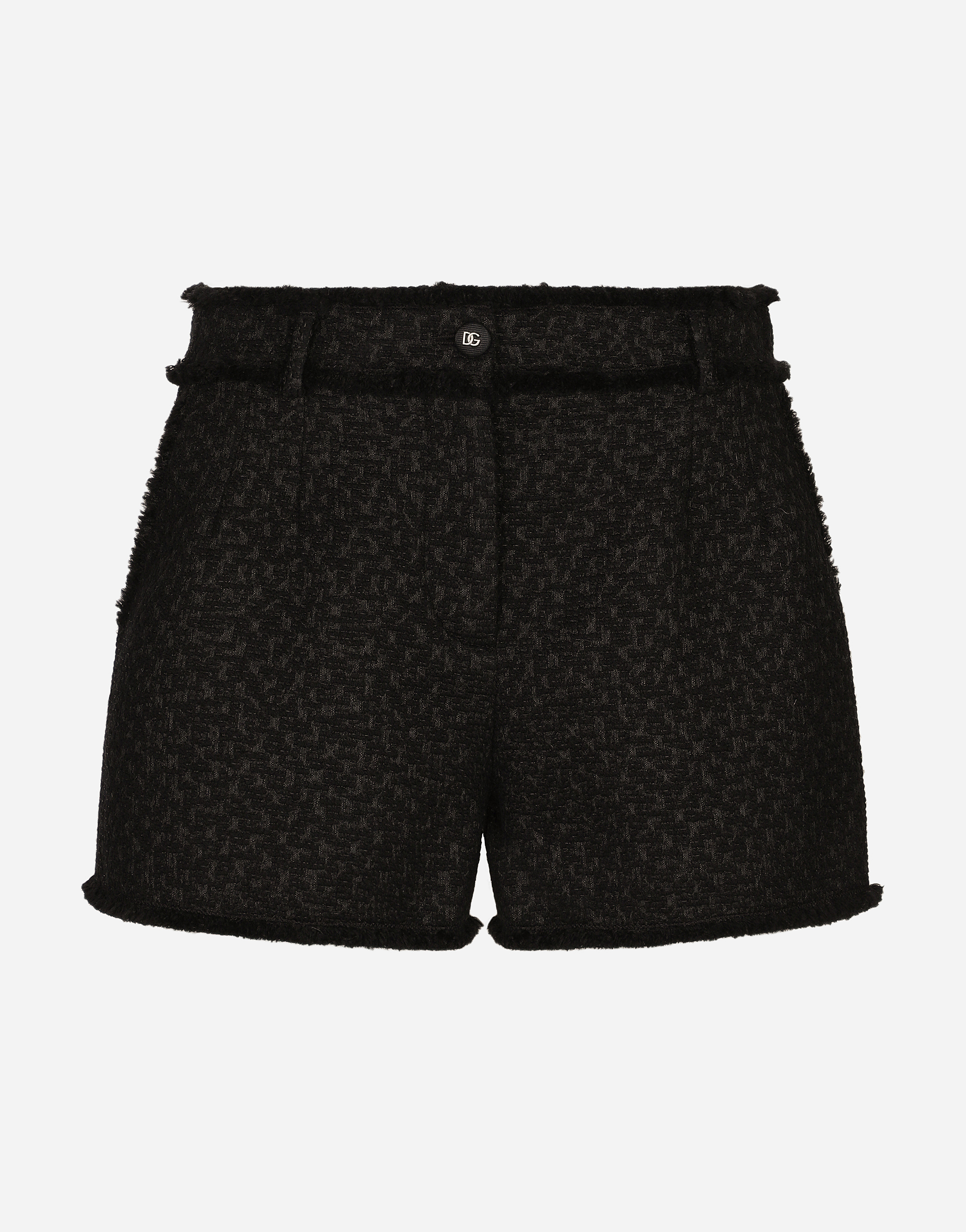 Shop Dolce & Gabbana Raschel Tweed Shorts In Black