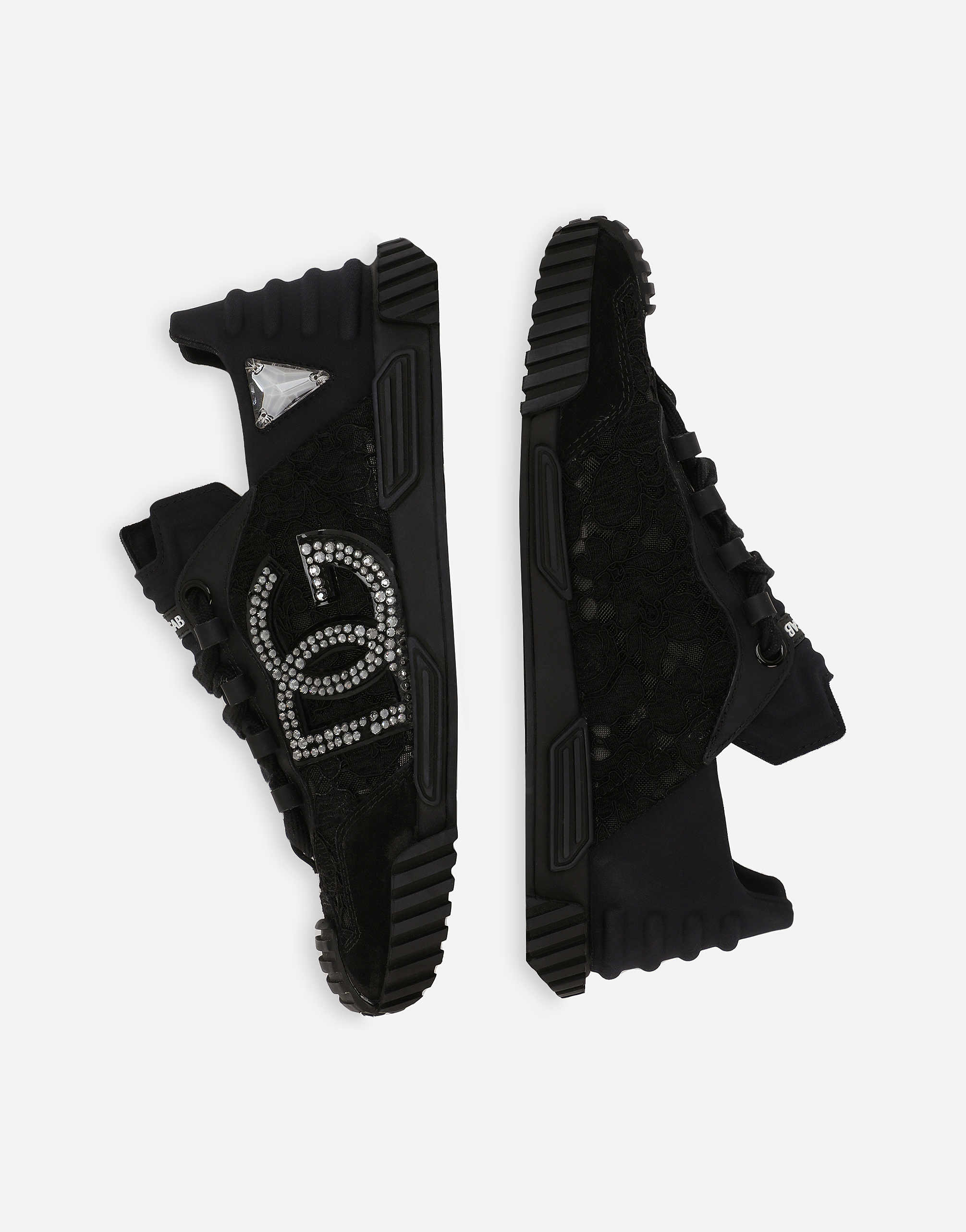 Shop Dolce & Gabbana Lace Ns1 Sneakers In Nero