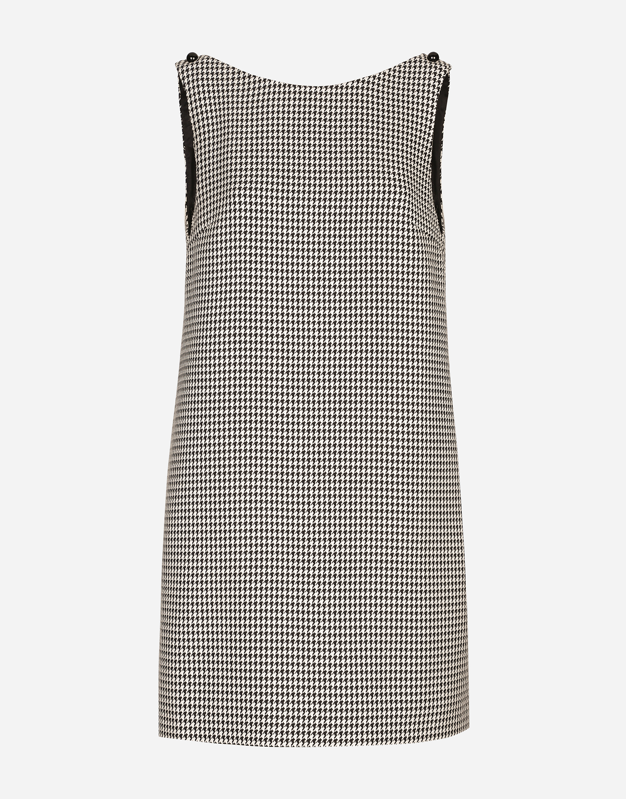 Shop Dolce & Gabbana Sleeveless Short Houndstooth Wool Dress In マルチカラー