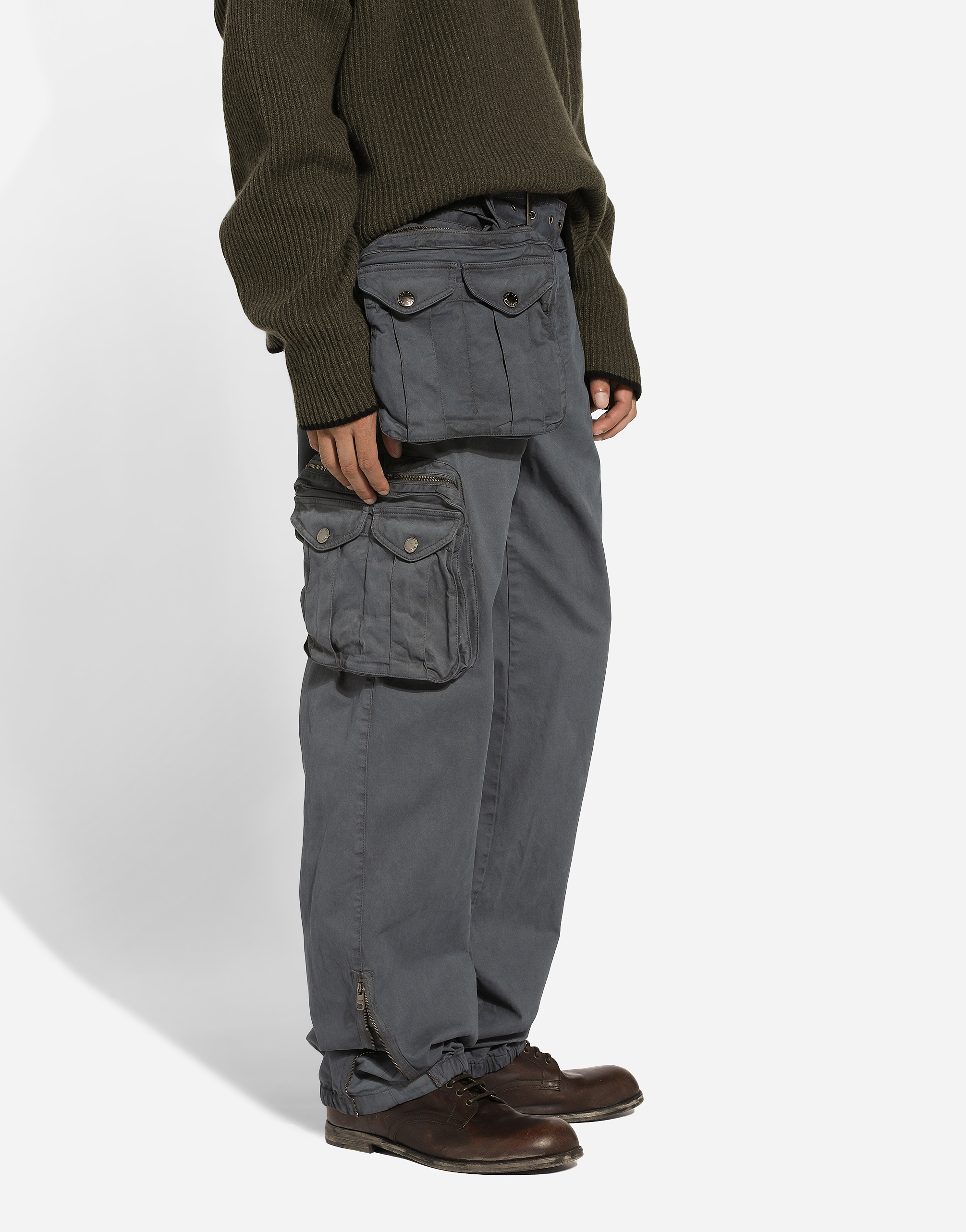 Shop Dolce & Gabbana Cotton Cargo Pants In グレー