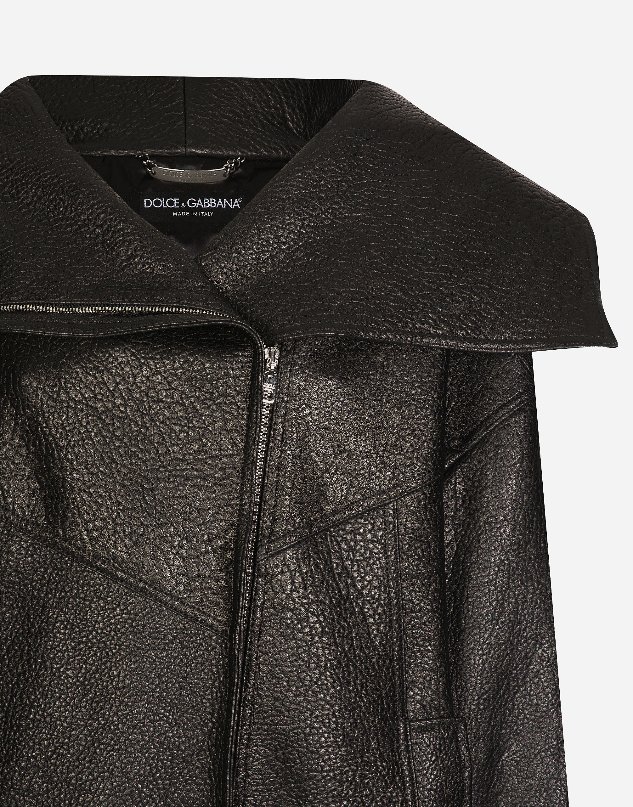 Shop Dolce & Gabbana Oversize Vegetable-tanned Lambskin Biker Jacket In ブラック