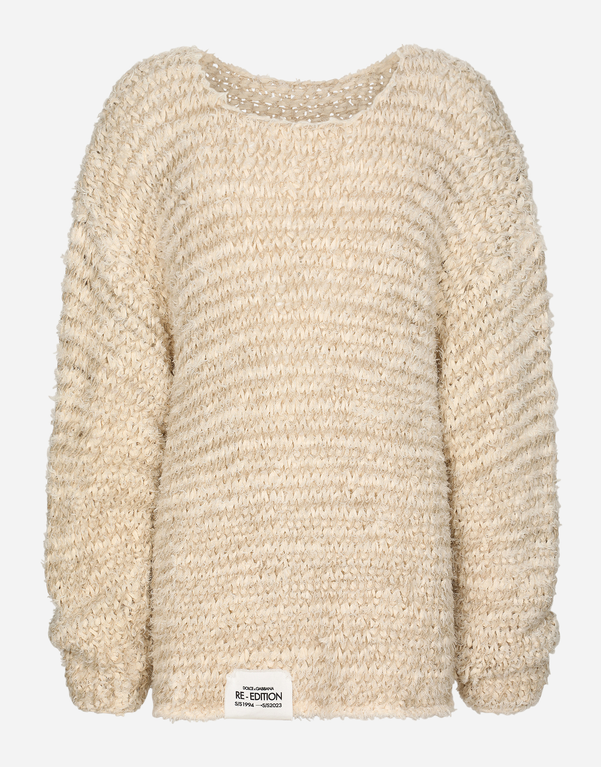 Round-neck cotton and linen sweater