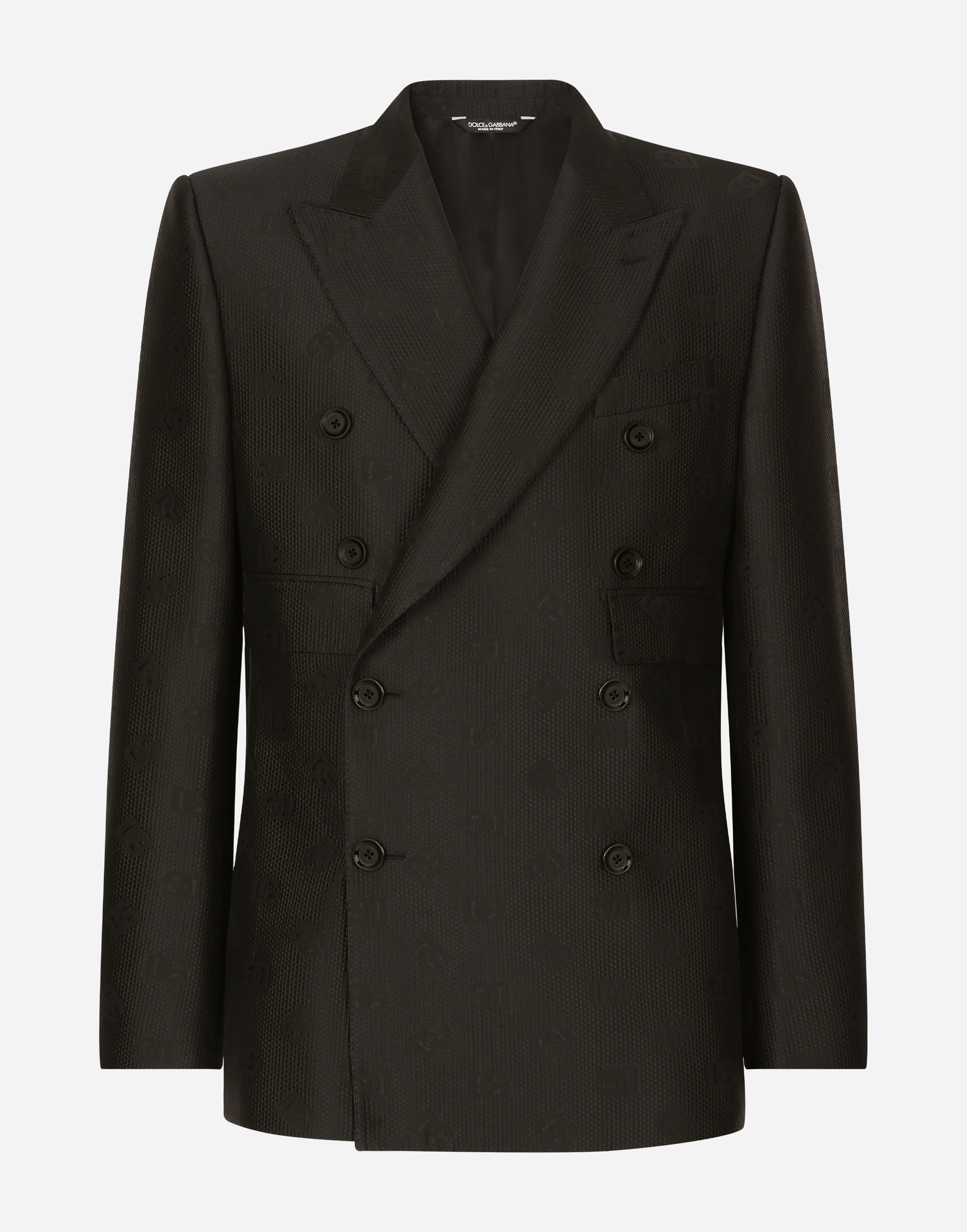 Dolce & Gabbana Double-breasted Sicilia-fit Jacquard Jacket In Black