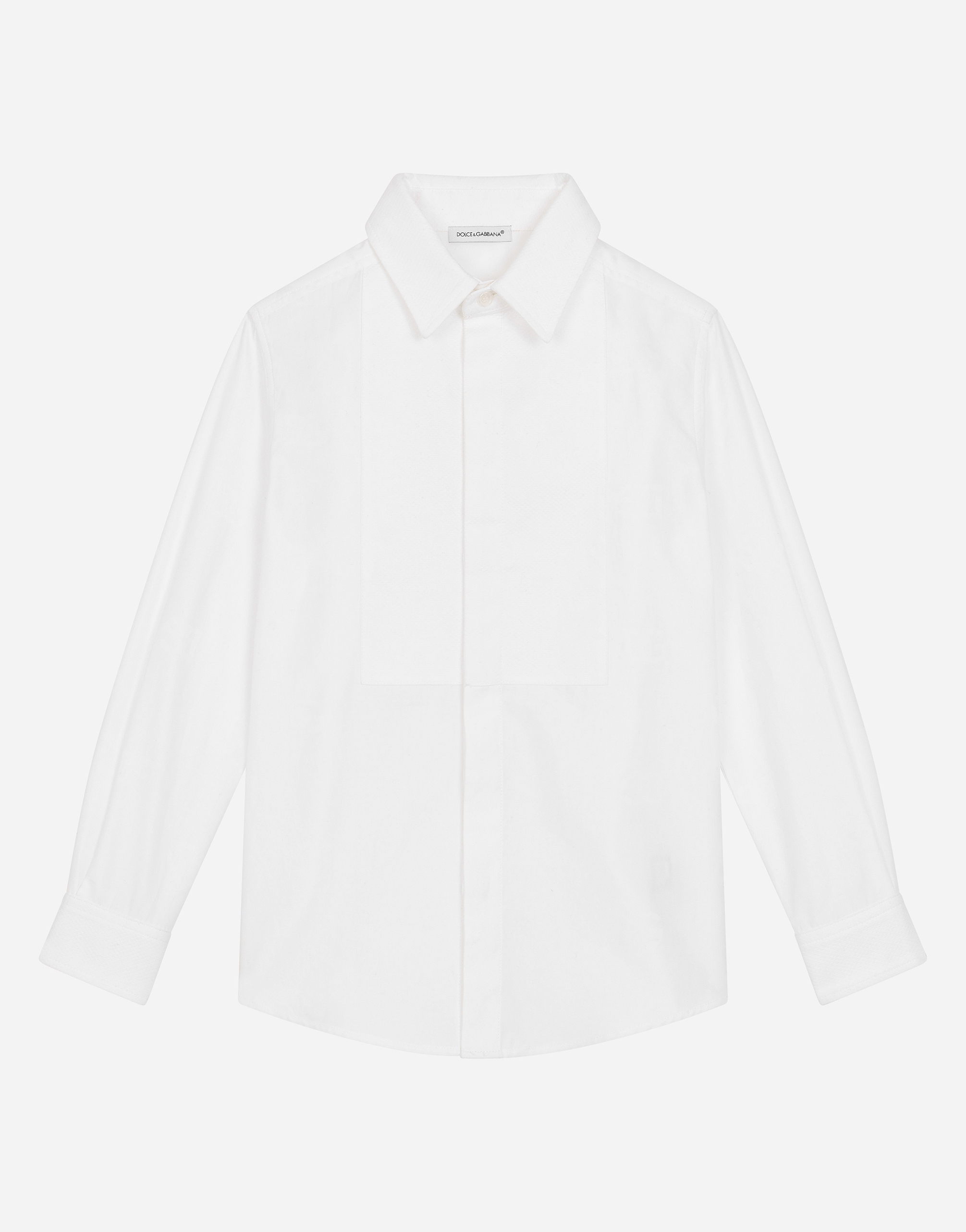 Shop Dolce & Gabbana Poplin Jacquard Shirt With Dg Logo In White