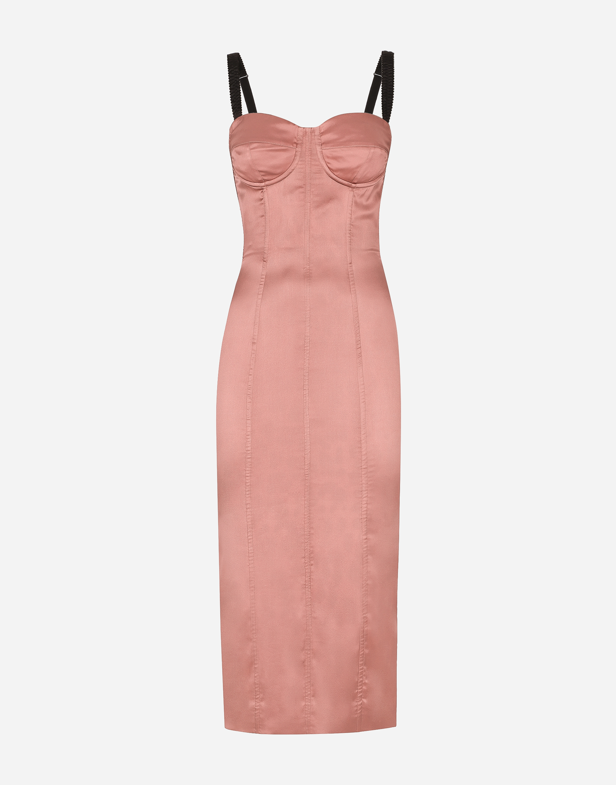 Satin calf-length corset dress in Pink for Women | Dolce&Gabbana®