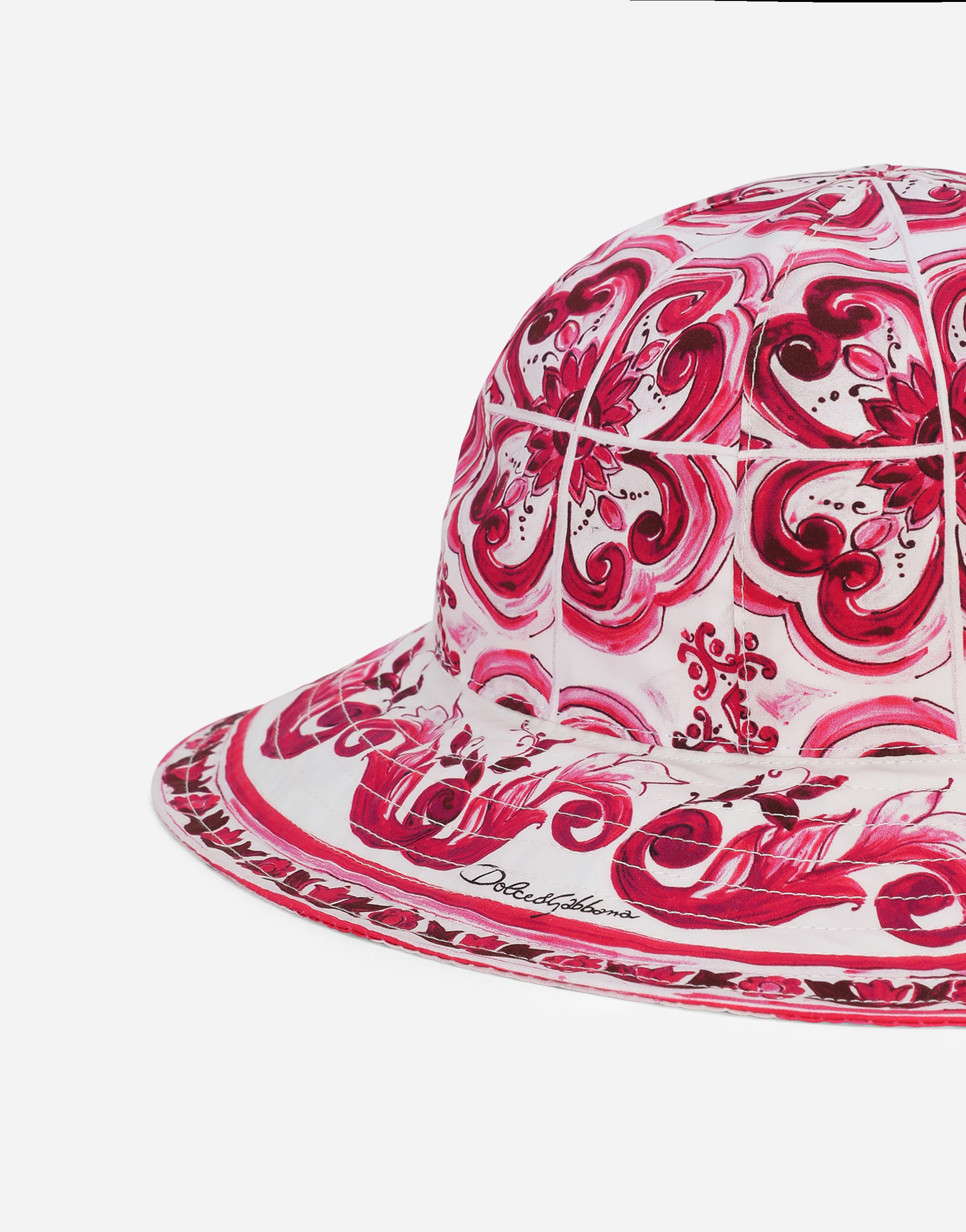 Shop Dolce & Gabbana Majolica-print Poplin Hat In Multicolor