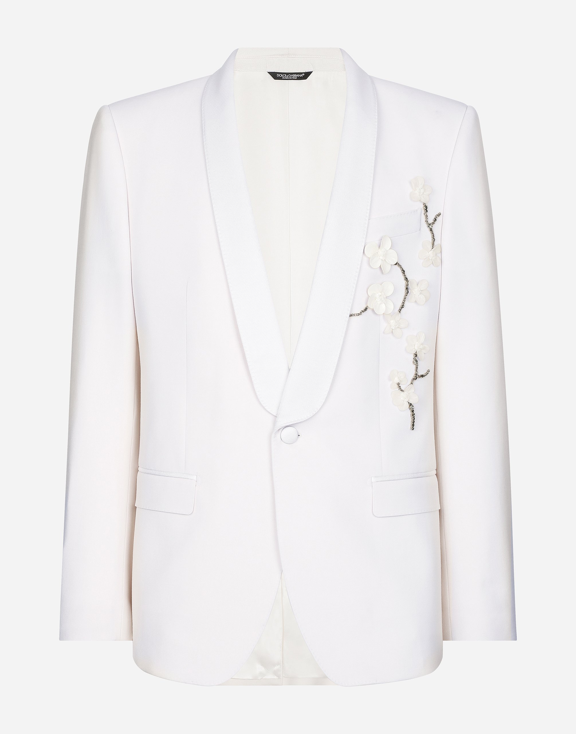 Single-breasted Martini-fit jacket with embroidery in White for 