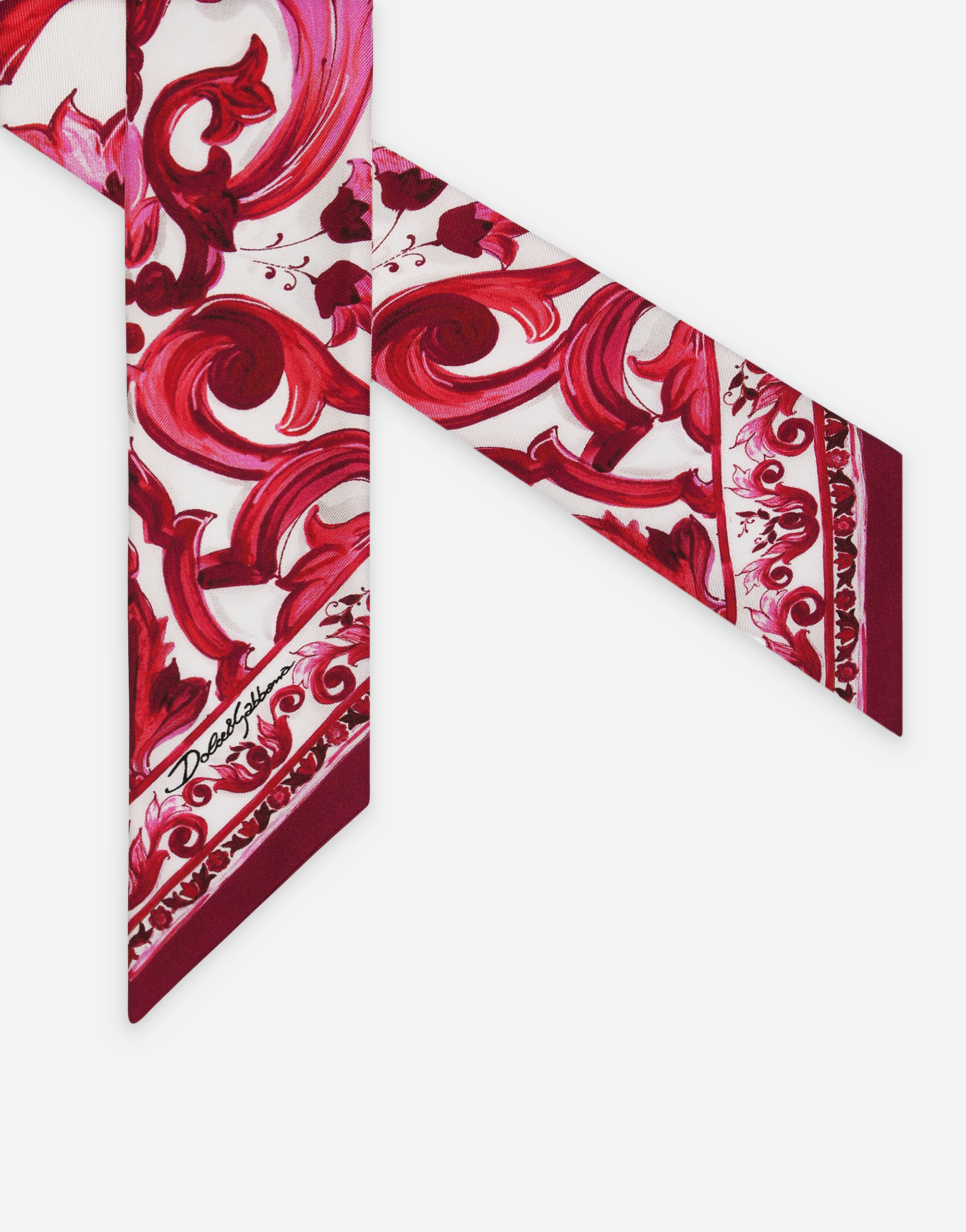 Shop Dolce & Gabbana Majolica-print Silk Twill Headscarf (6x100) In Multicolor