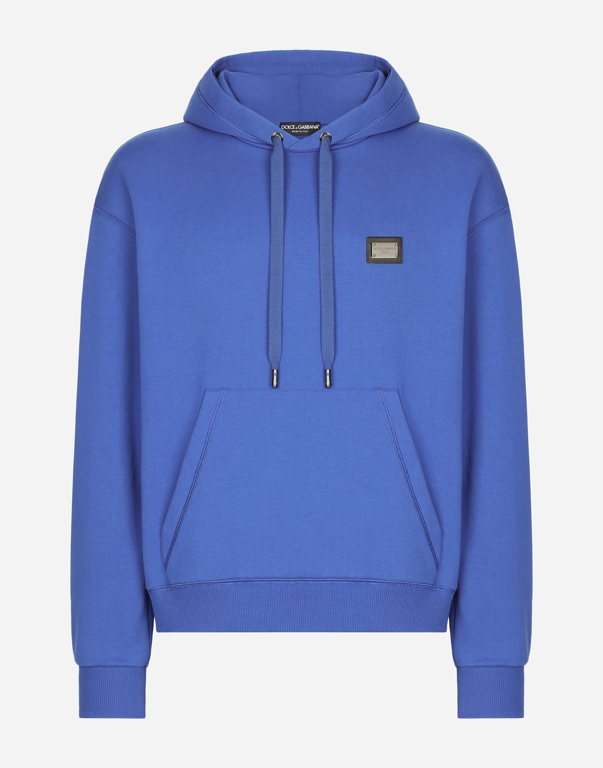 Jersey hoodie with branded tag